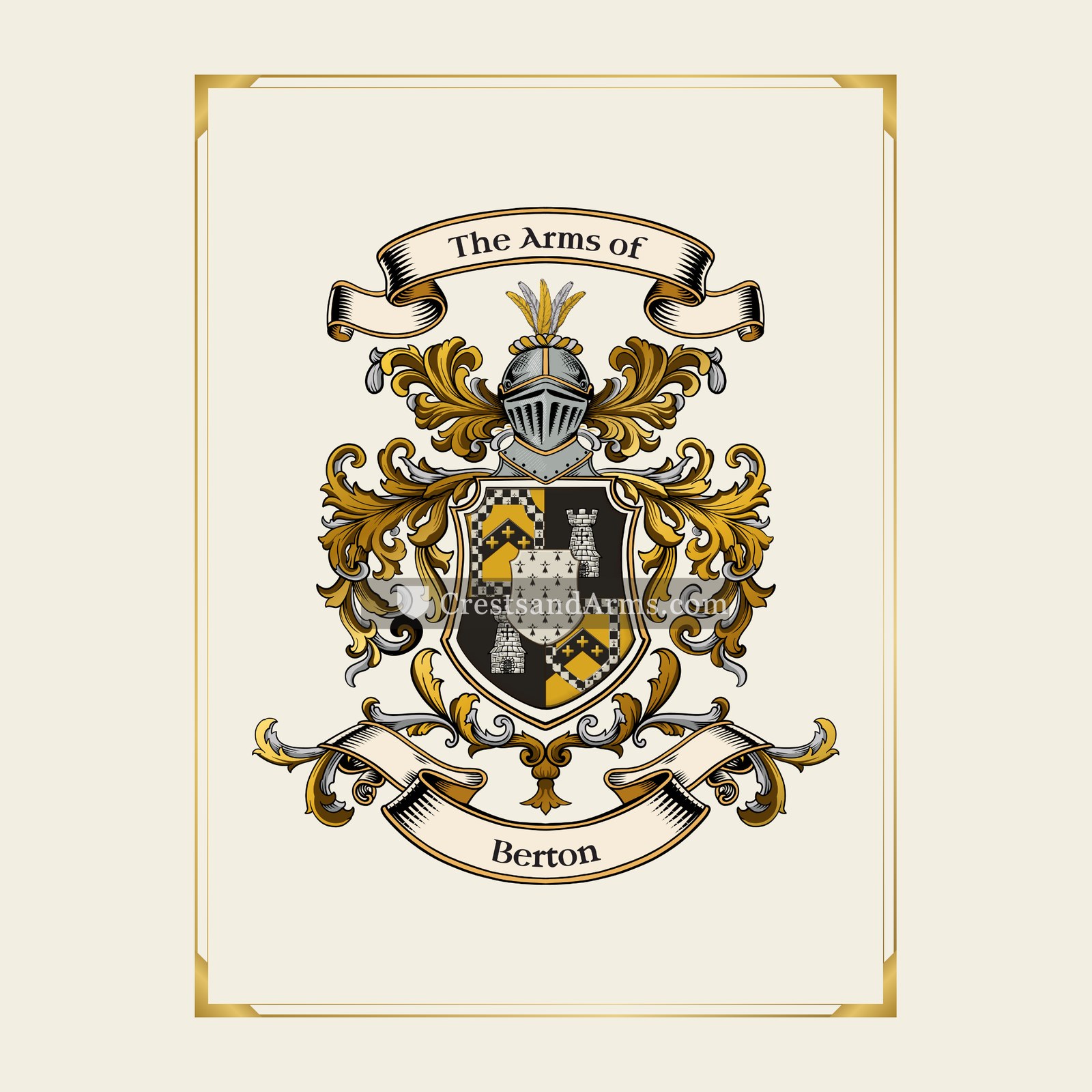With gold border