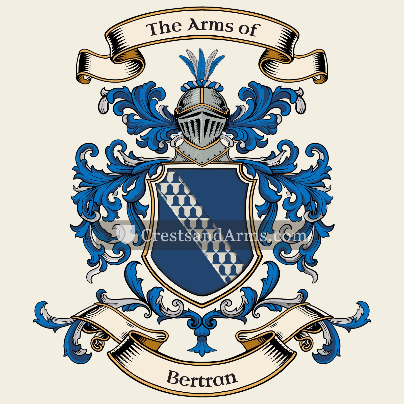 The Bertran coat of arms, drawn from the recorded blazon
