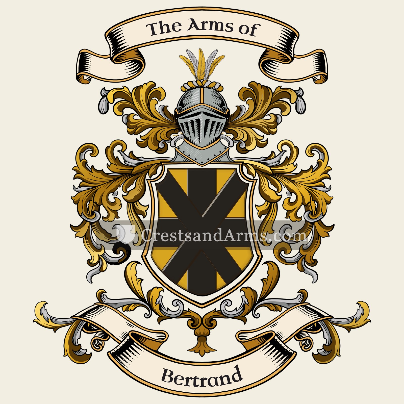 The Bertrand coat of arms, drawn from the recorded blazon