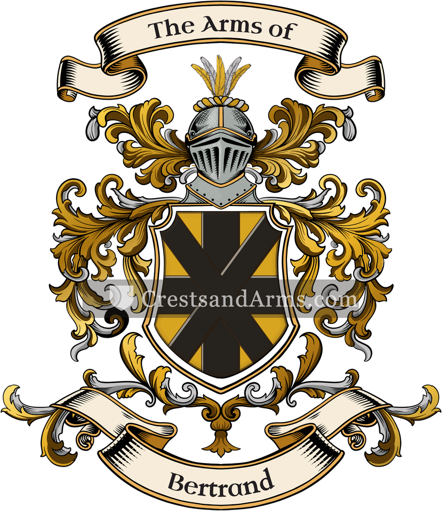 The Bertrand coat of arms, drawn from the recorded blazon