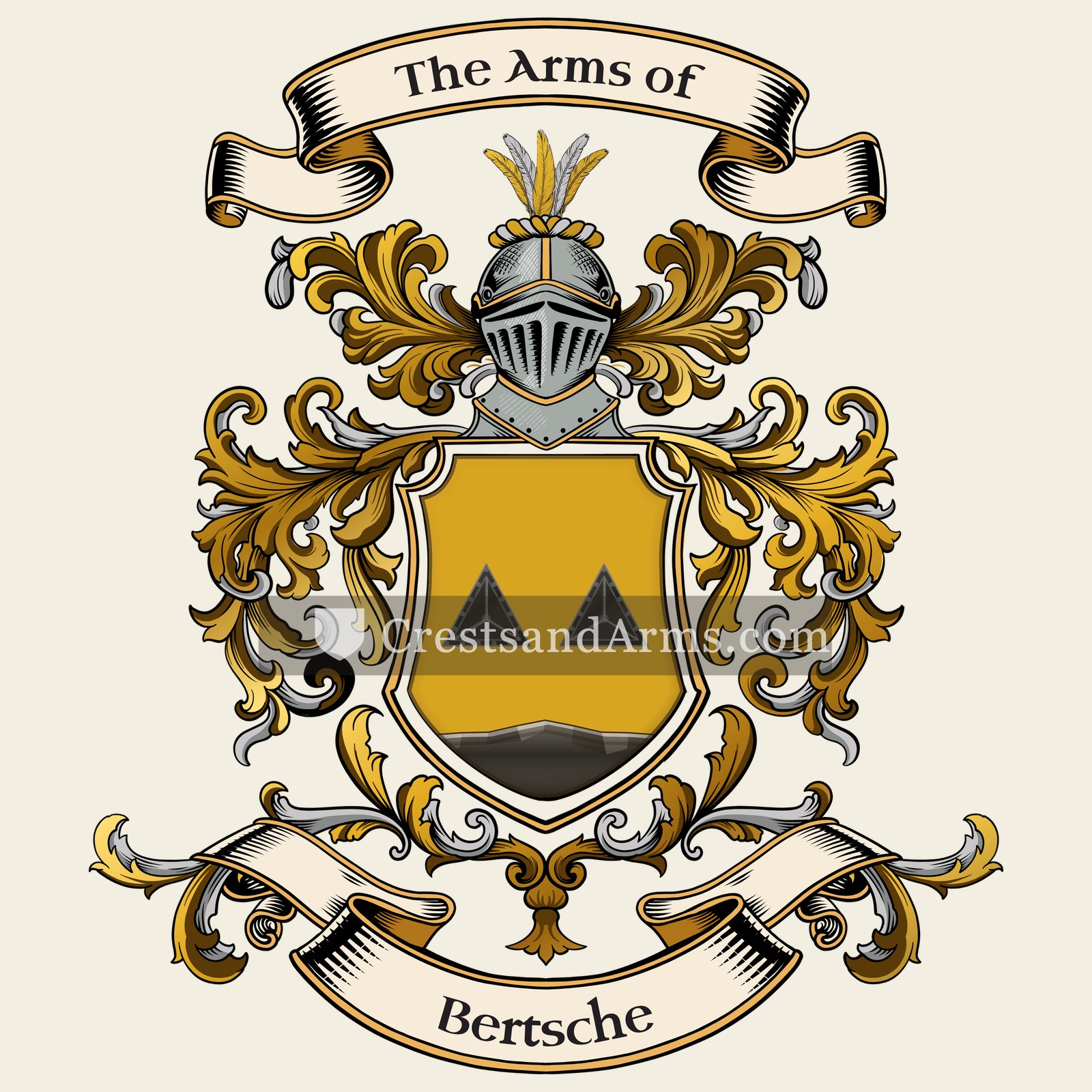 The Bertsche coat of arms, drawn from the recorded blazon
