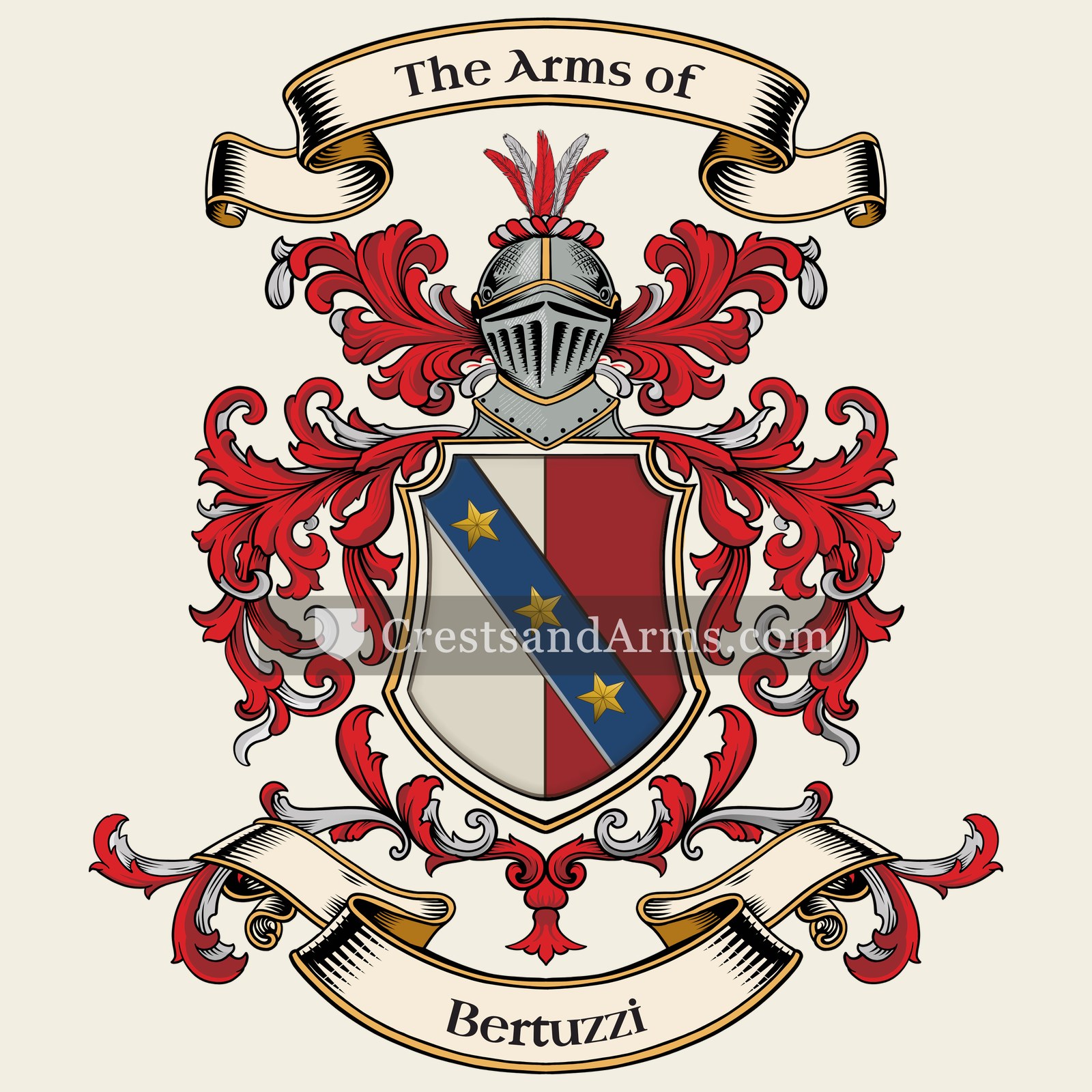 The Bertuzzi coat of arms, drawn from the recorded blazon