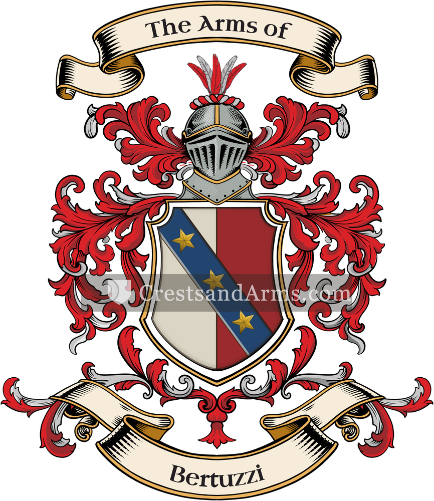 The Bertuzzi coat of arms, drawn from the recorded blazon