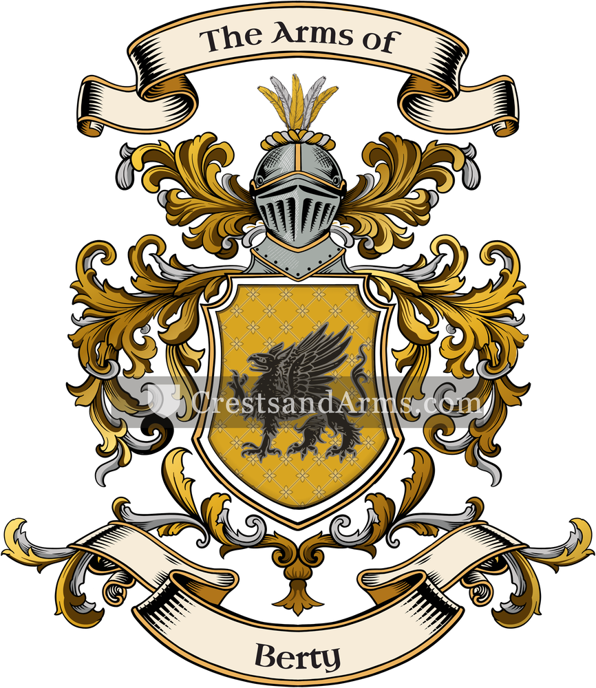 The Berty coat of arms, drawn from the recorded blazon