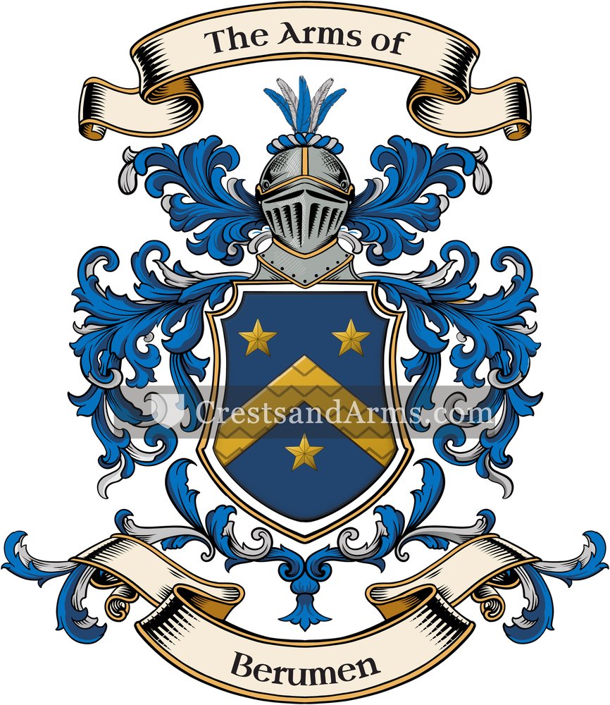 The Berumen coat of arms, drawn from the recorded blazon