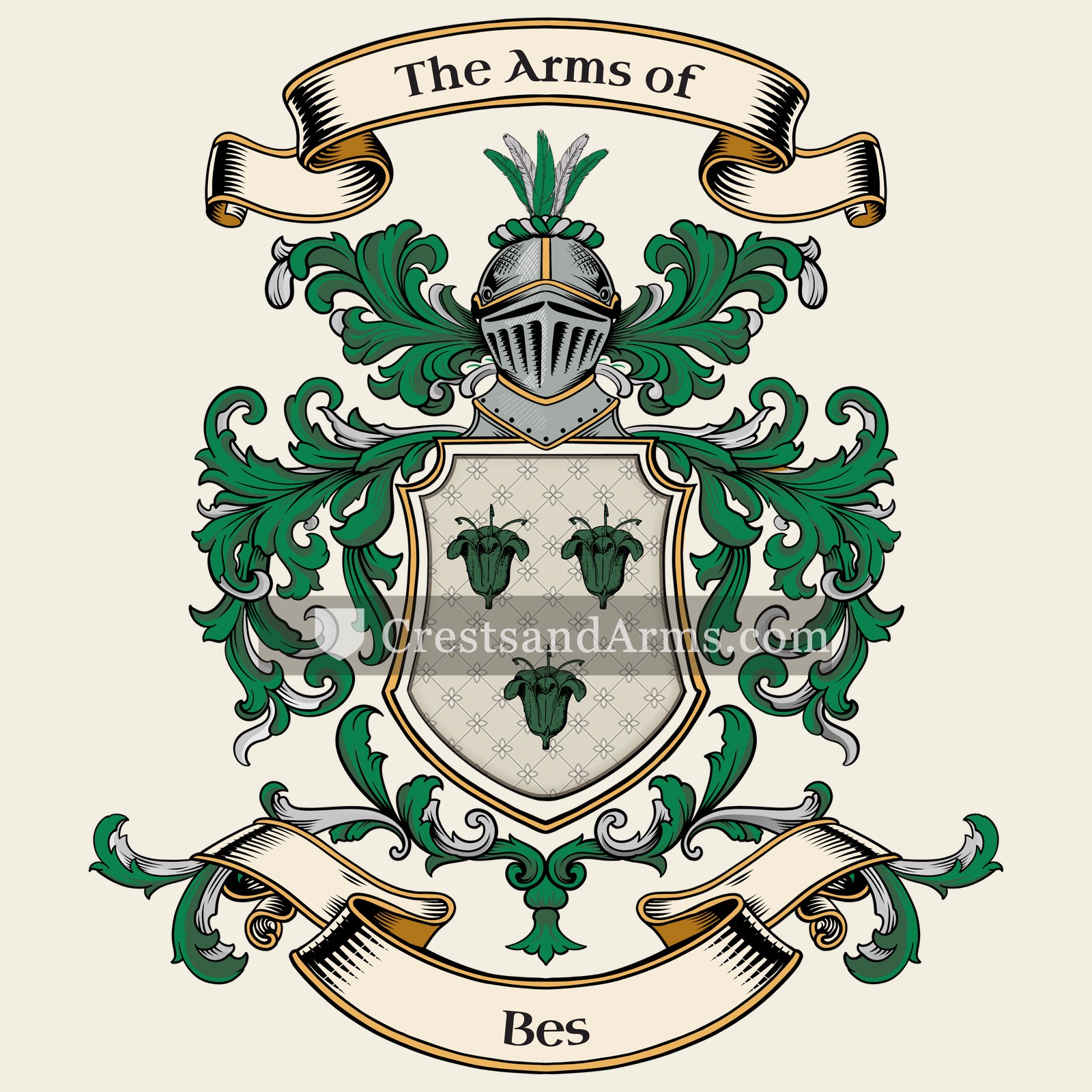 The Bes coat of arms, drawn from the recorded blazon