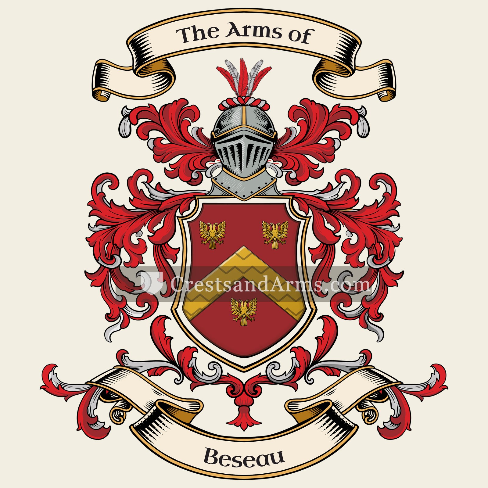 The Beseau coat of arms, drawn from the recorded blazon