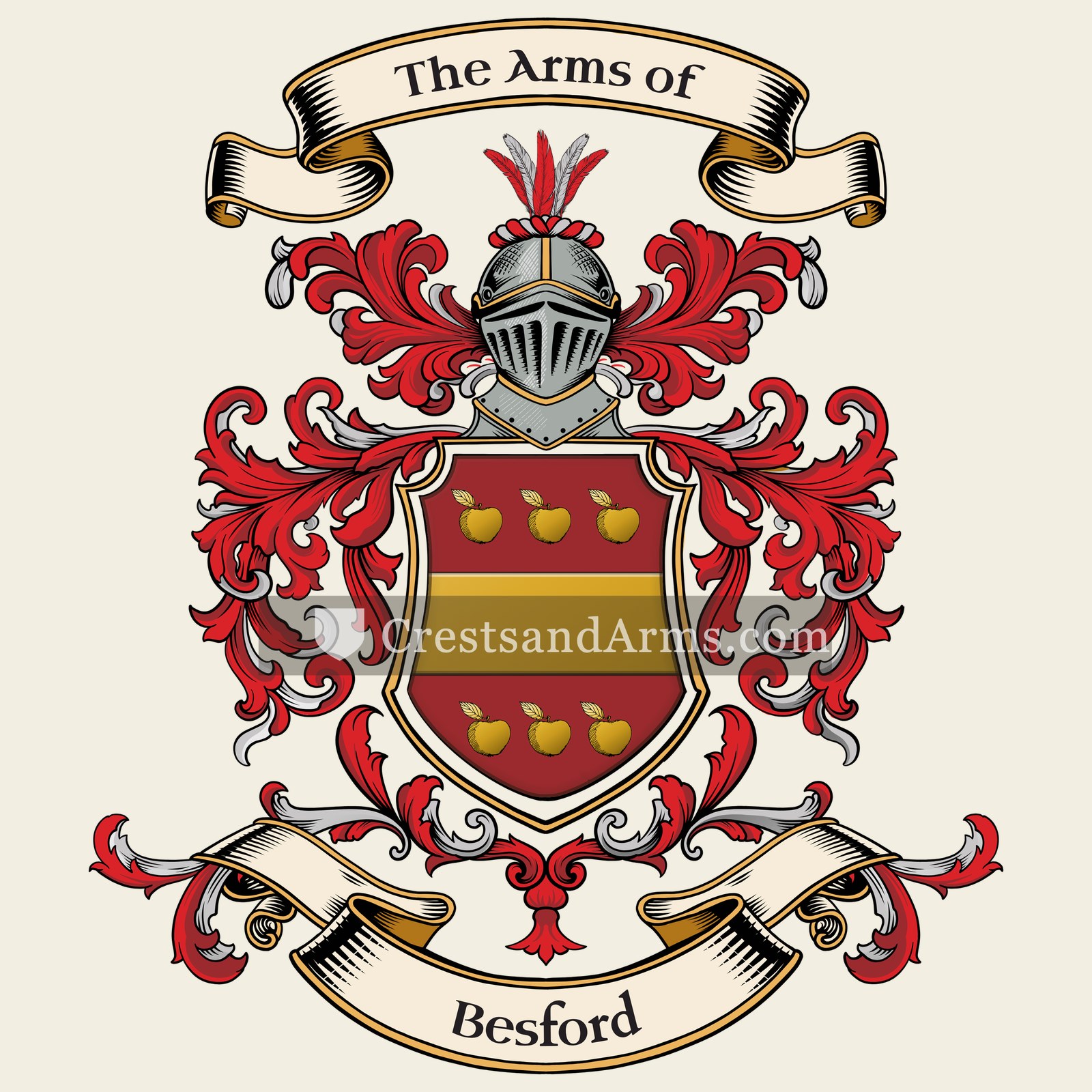 The Besford coat of arms, drawn from the recorded blazon