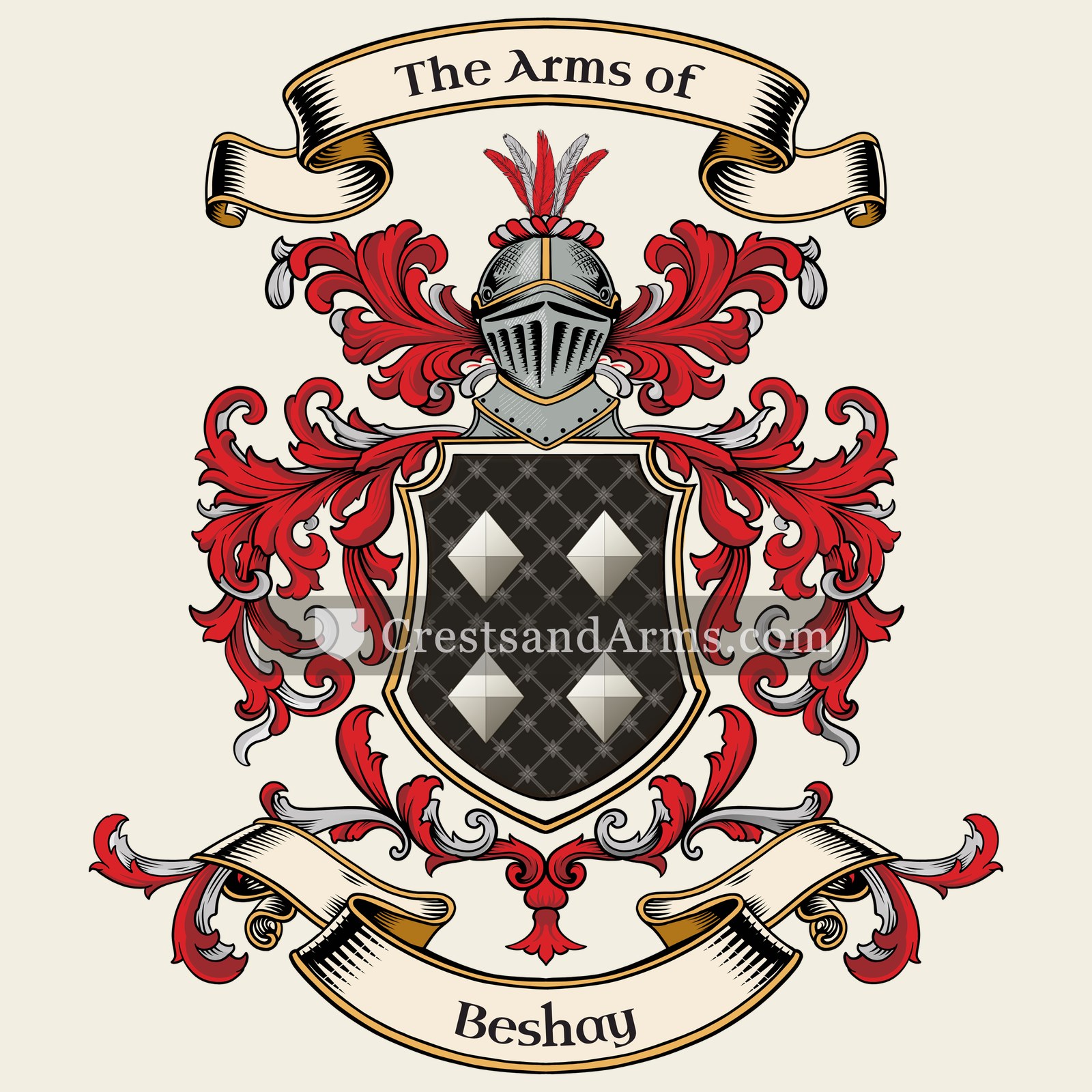 The Beshay coat of arms, drawn from the recorded blazon