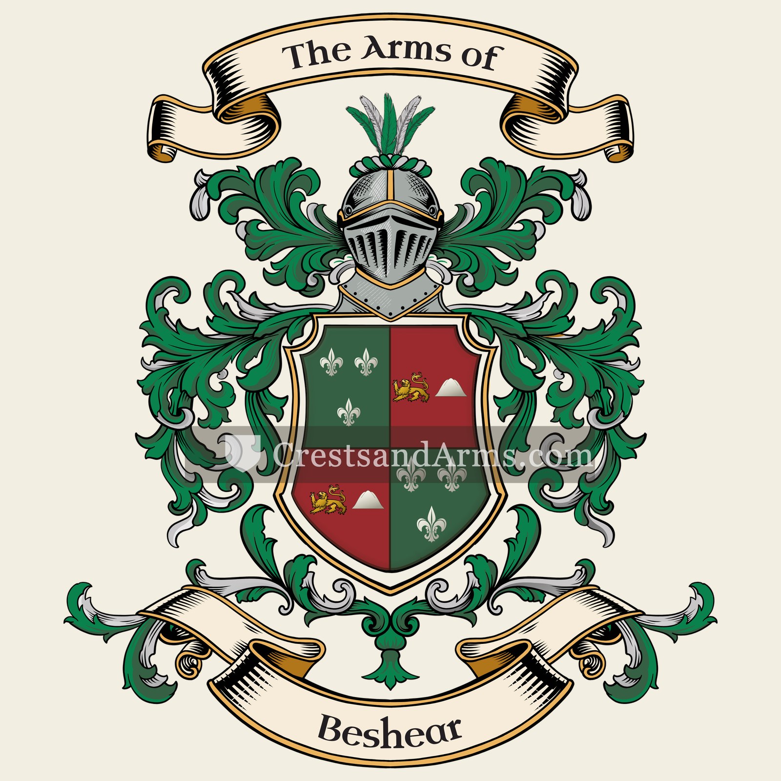 The Beshear coat of arms, drawn from the recorded blazon