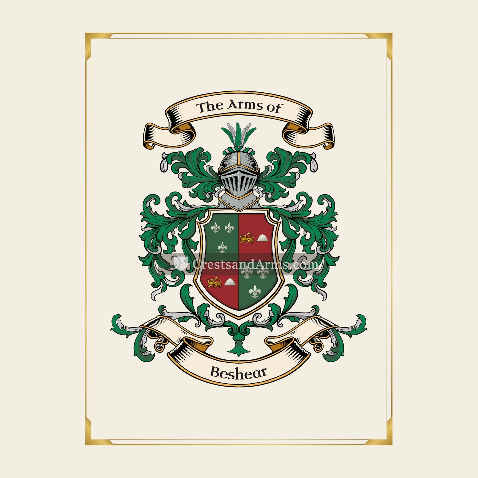 With gold border