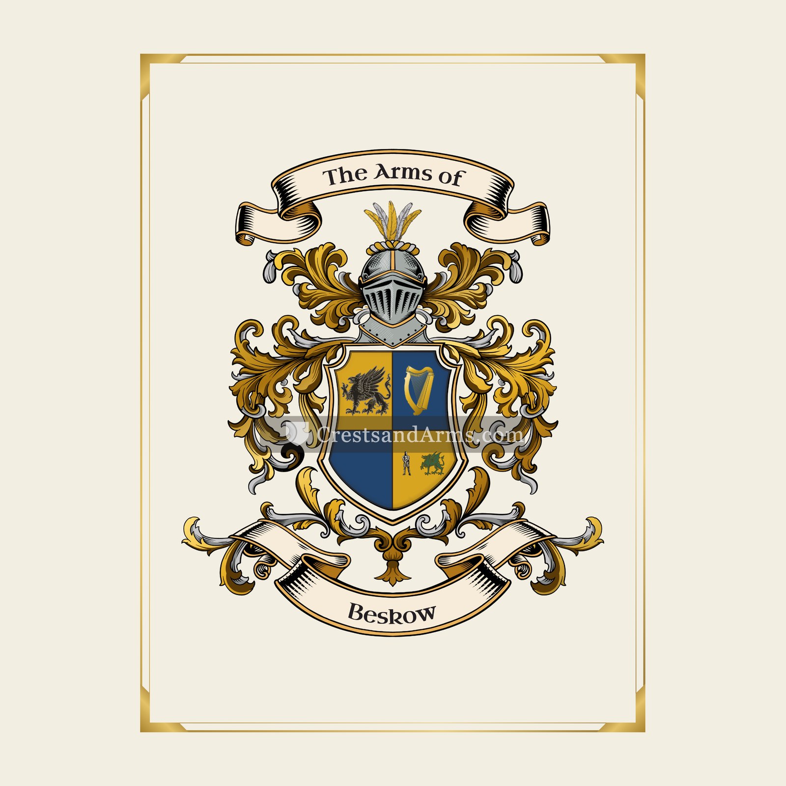 With gold border