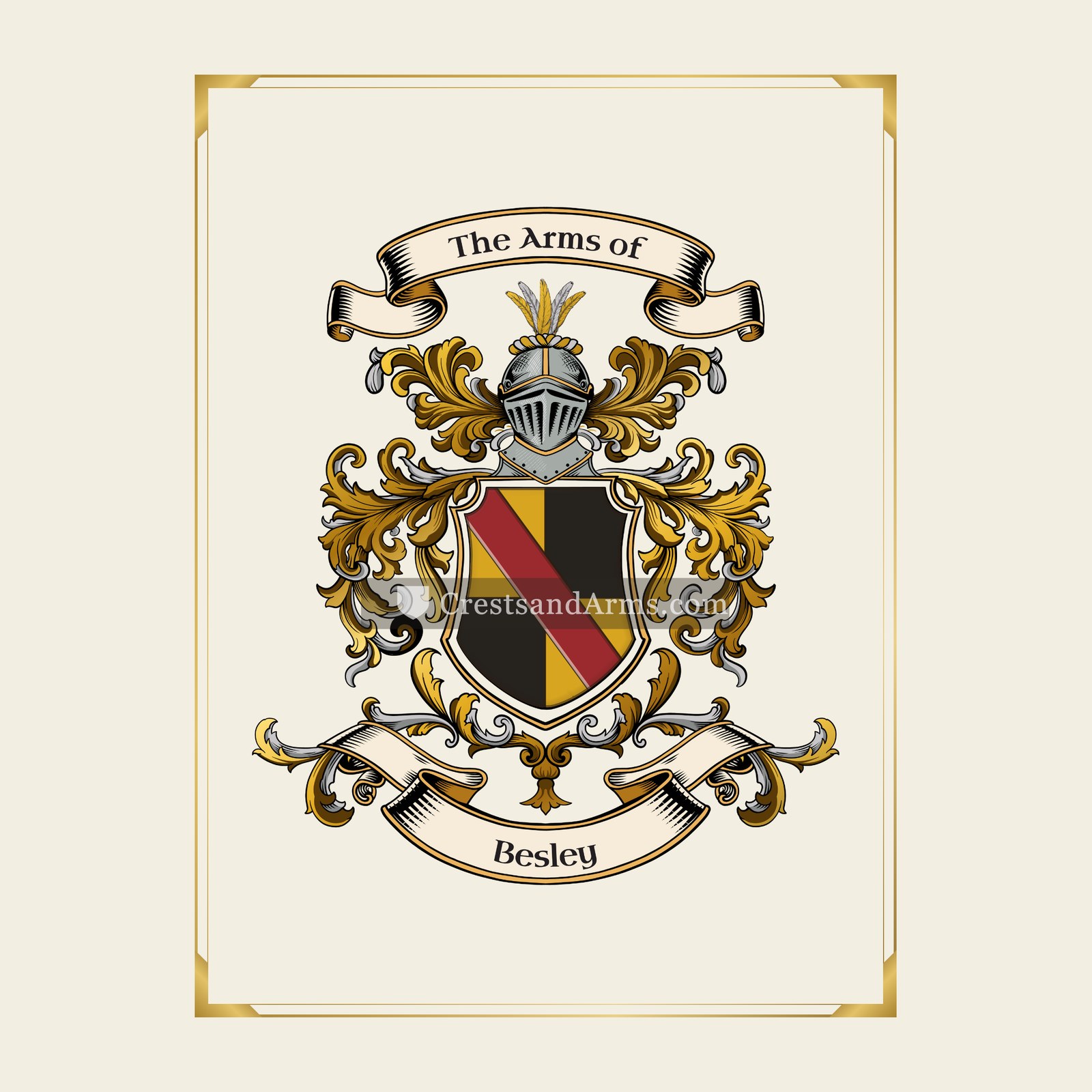 With gold border