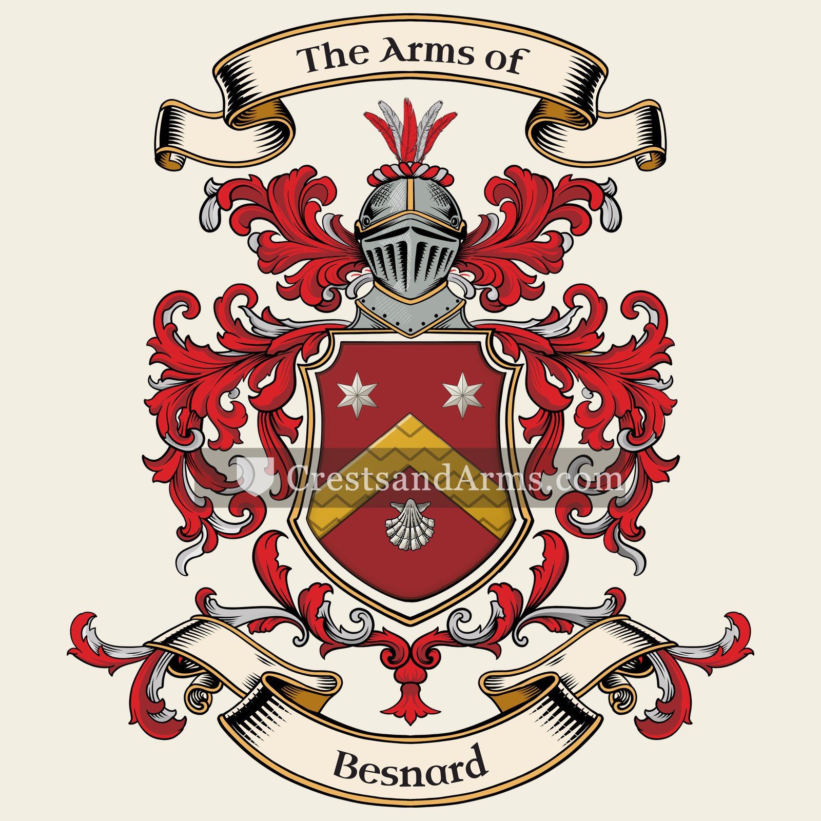 The Besnard coat of arms, drawn from the recorded blazon