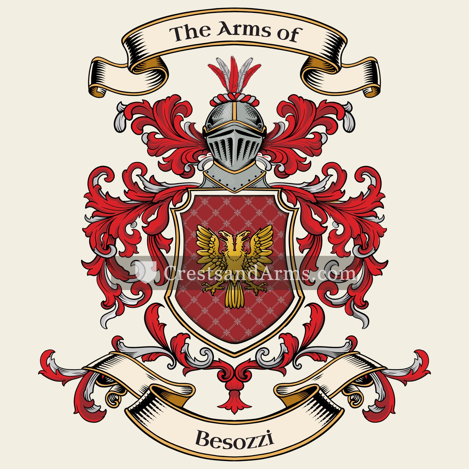 The Besozzi coat of arms, drawn from the recorded blazon