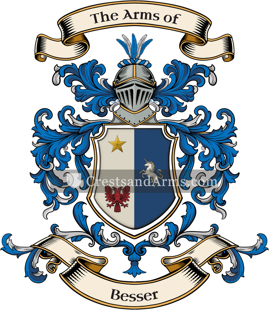 The Besser coat of arms, drawn from the recorded blazon
