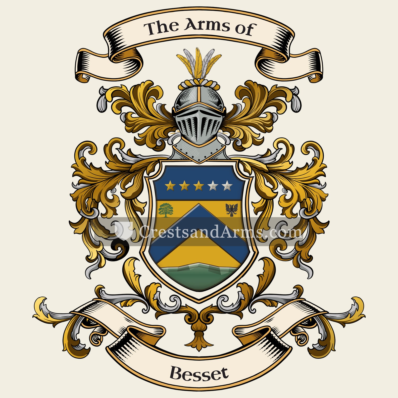 The Besset coat of arms, drawn from the recorded blazon