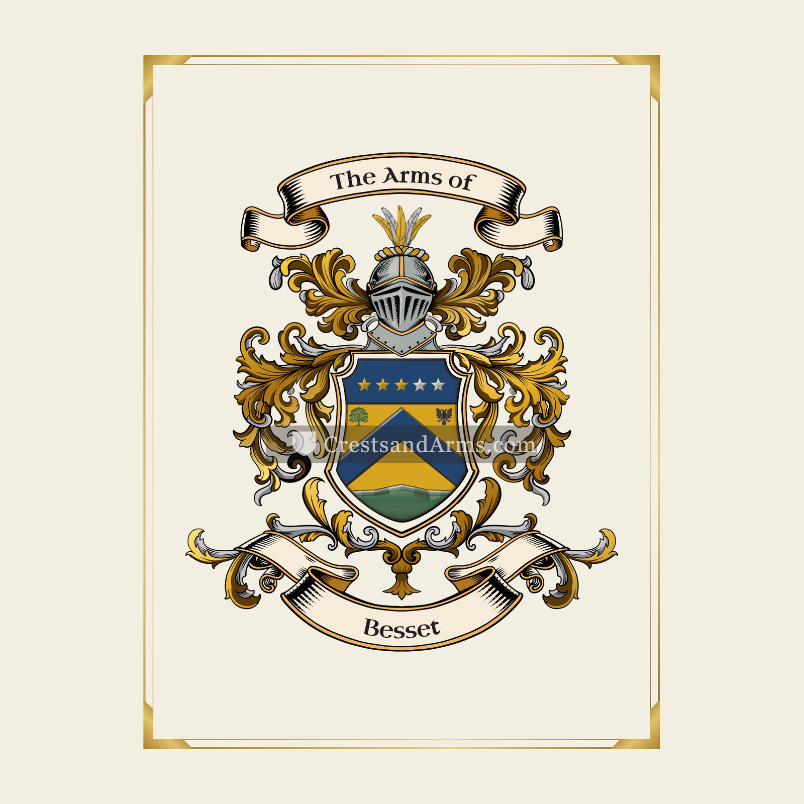 With gold border