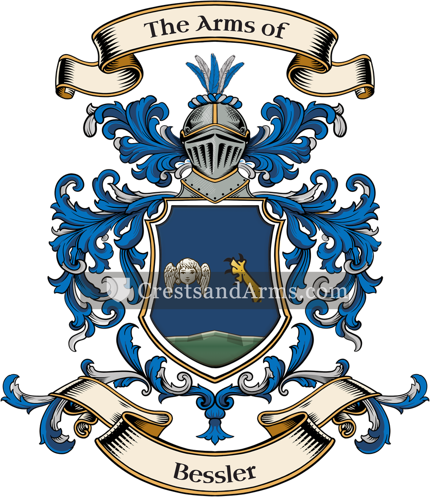 The Bessler coat of arms, drawn from the recorded blazon