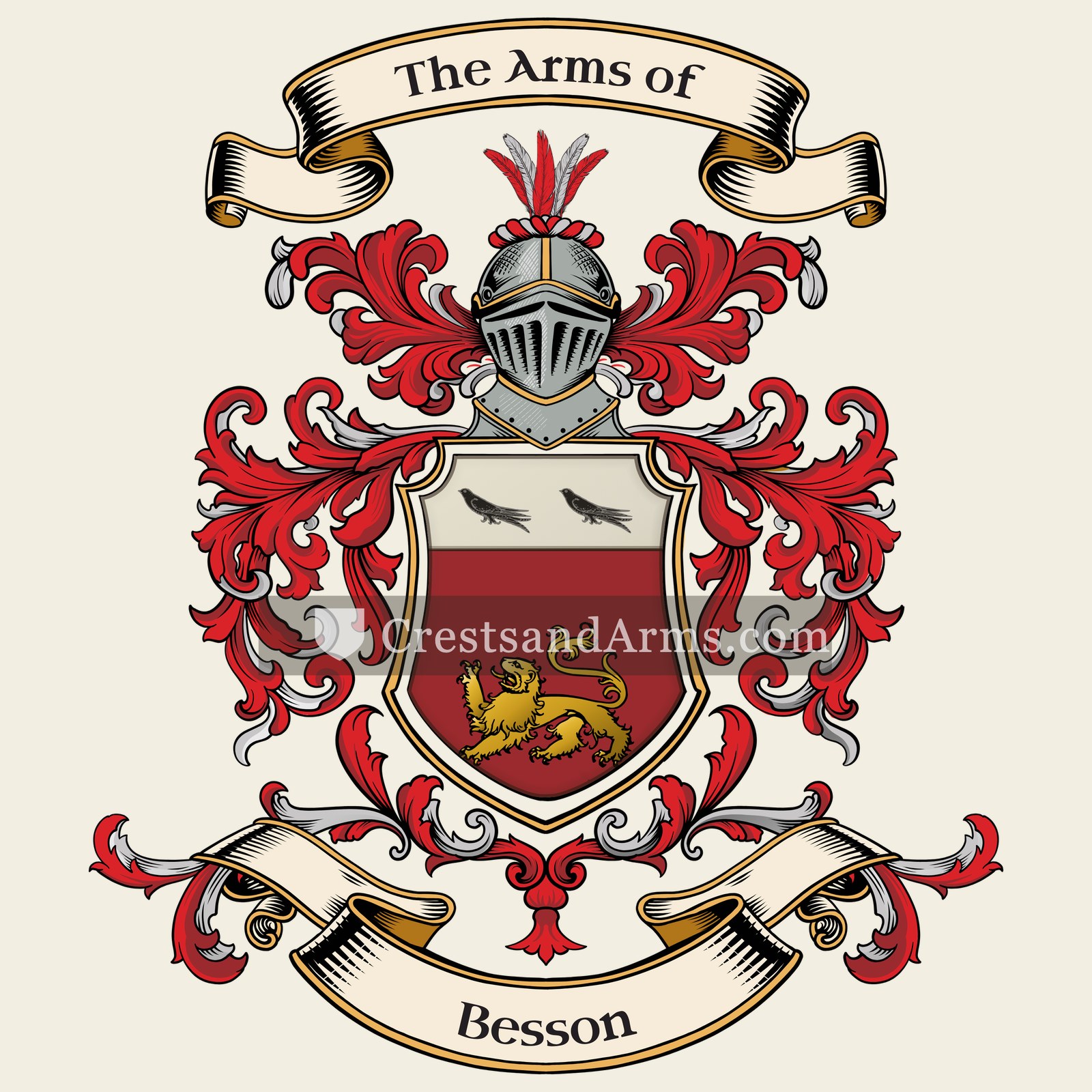 The Besson coat of arms, drawn from the recorded blazon