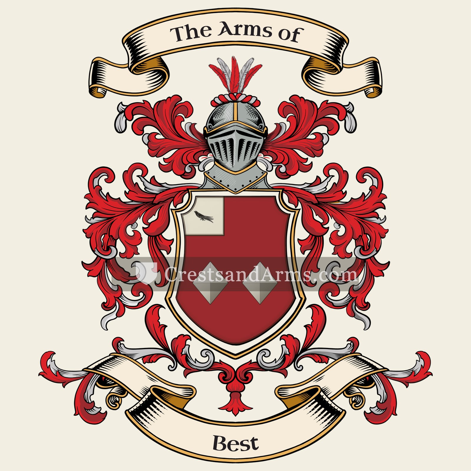 The Best coat of arms, drawn from the recorded blazon
