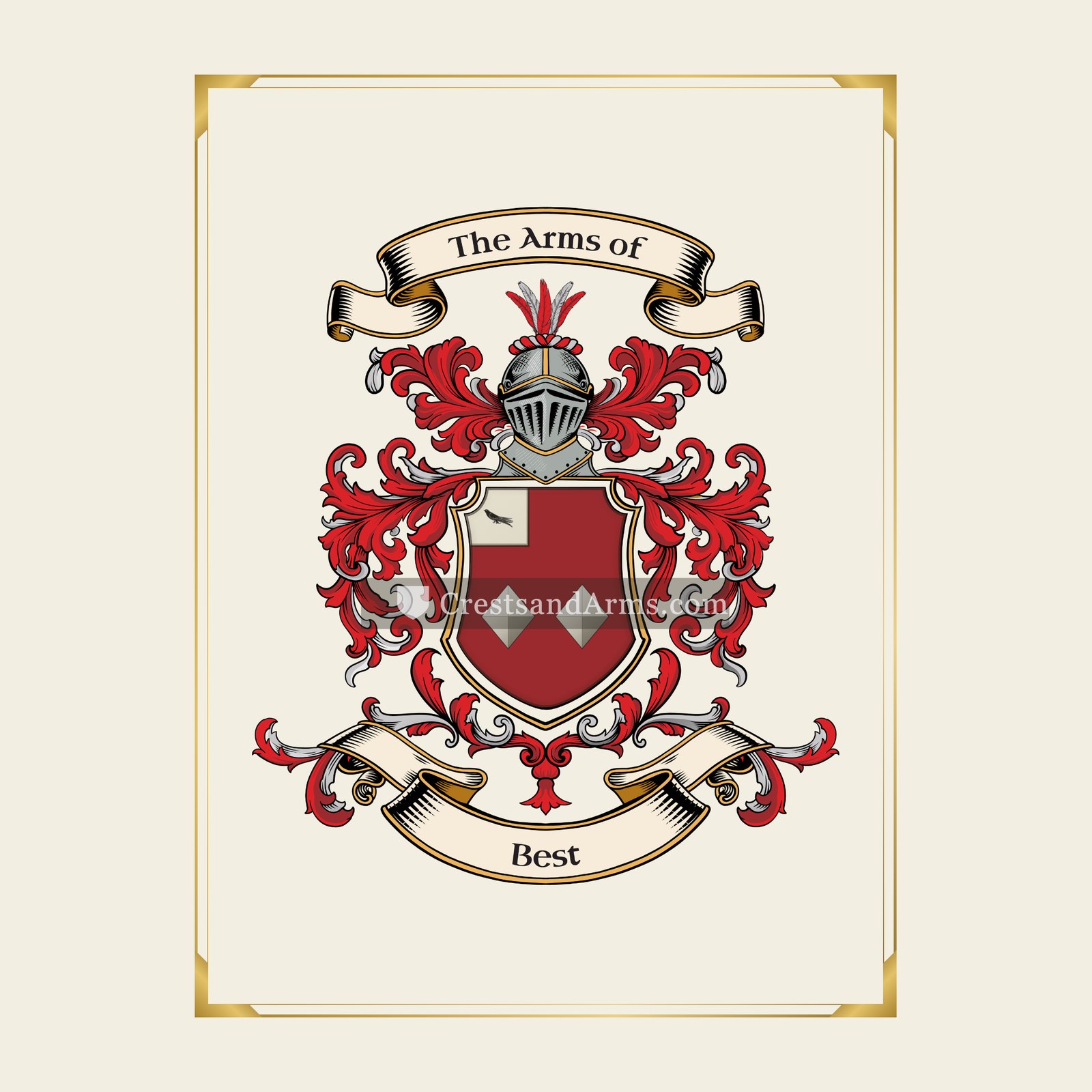 With gold border