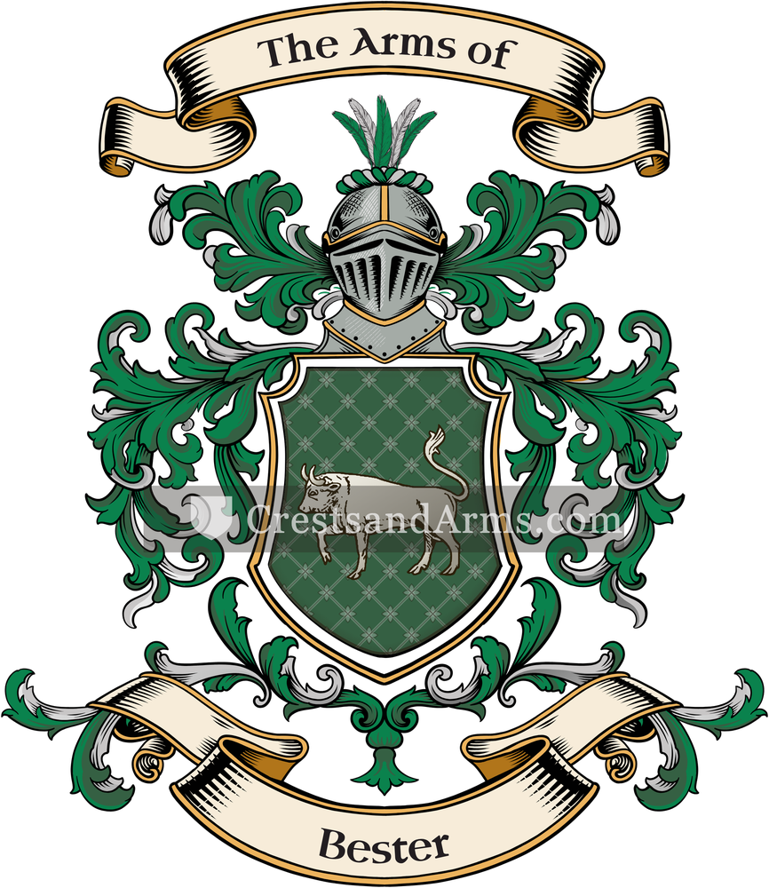 The Bester coat of arms, drawn from the recorded blazon