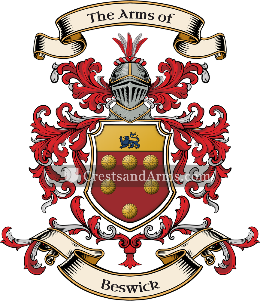 The Beswick coat of arms, drawn from the recorded blazon