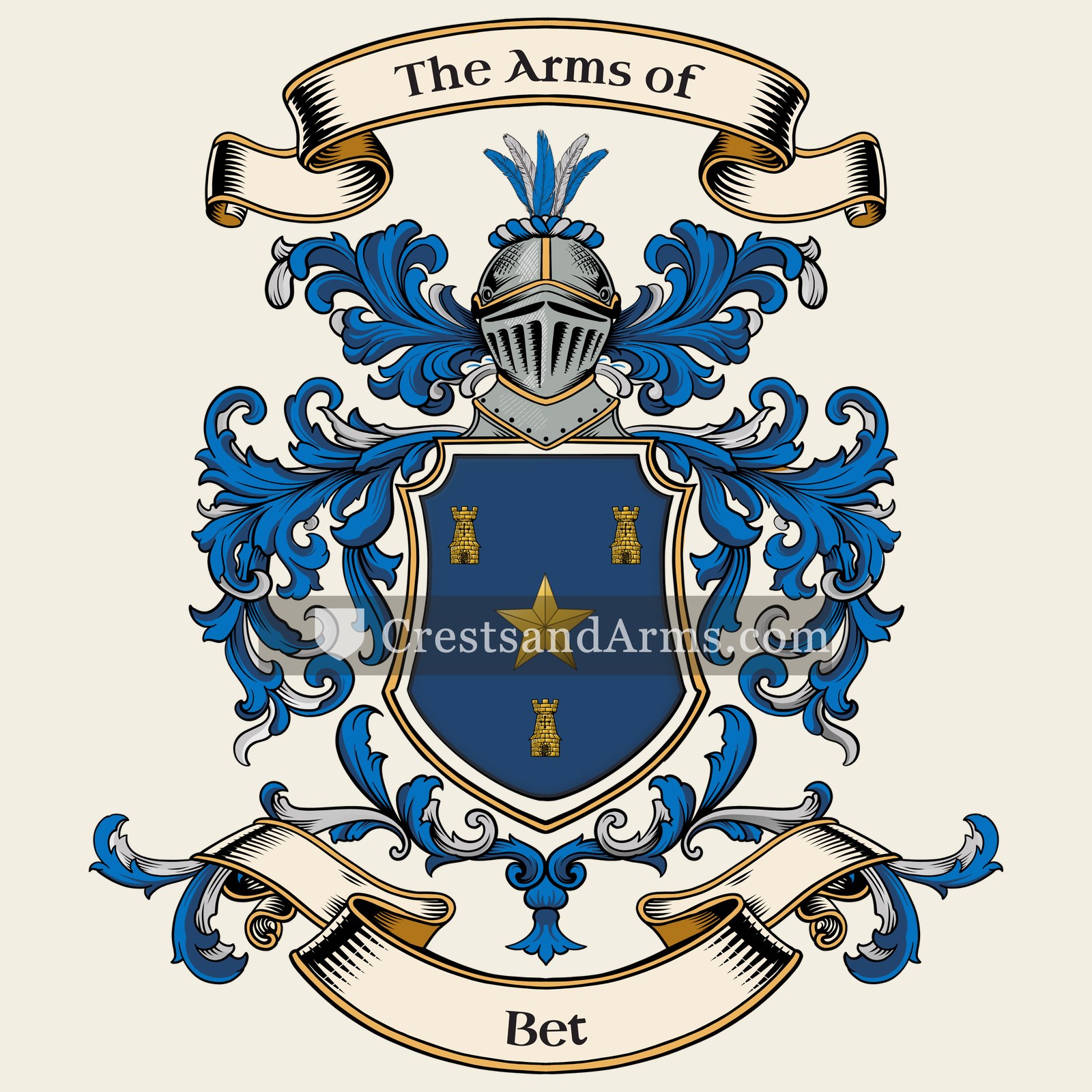 The Bet coat of arms, drawn from the recorded blazon