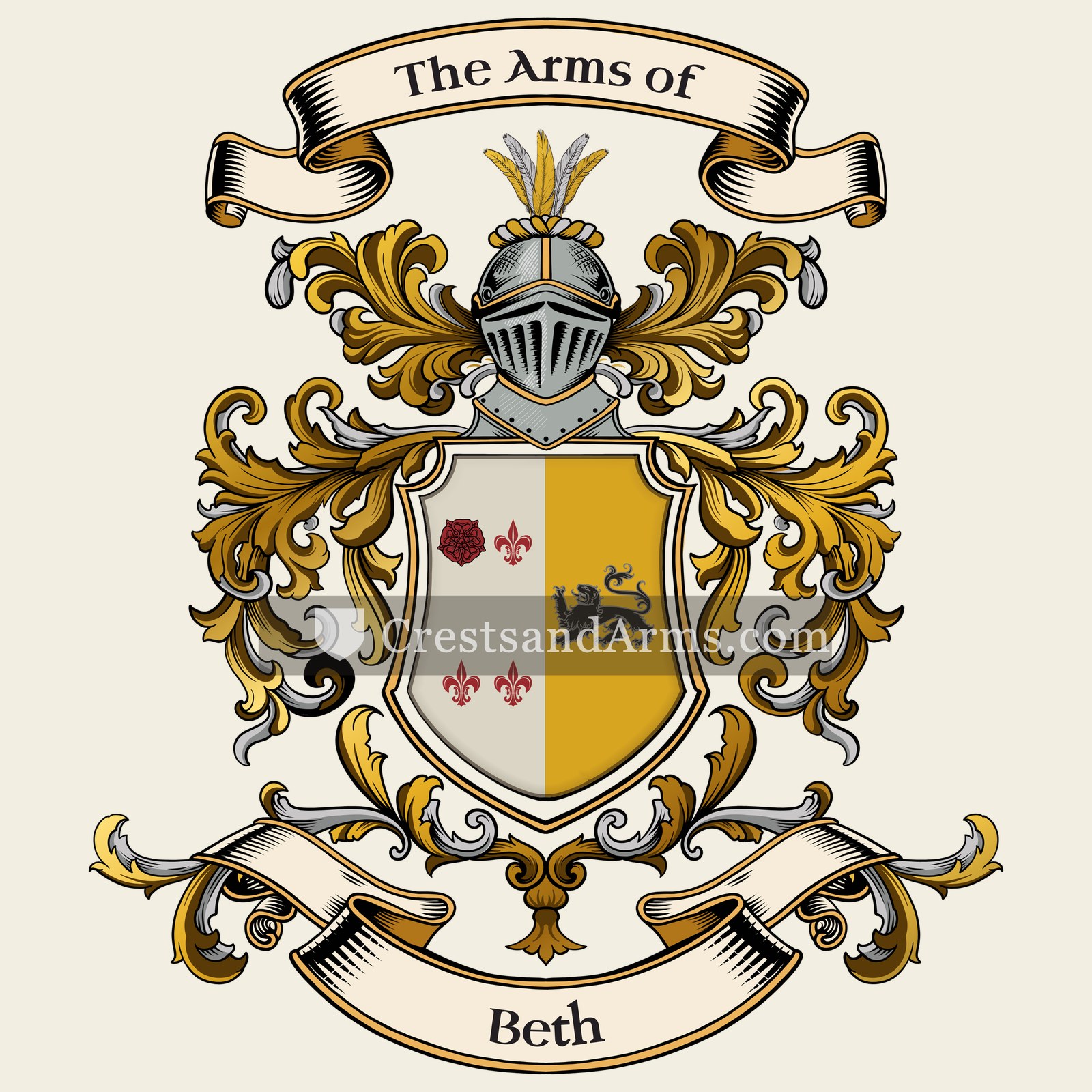 The Beth coat of arms, drawn from the recorded blazon