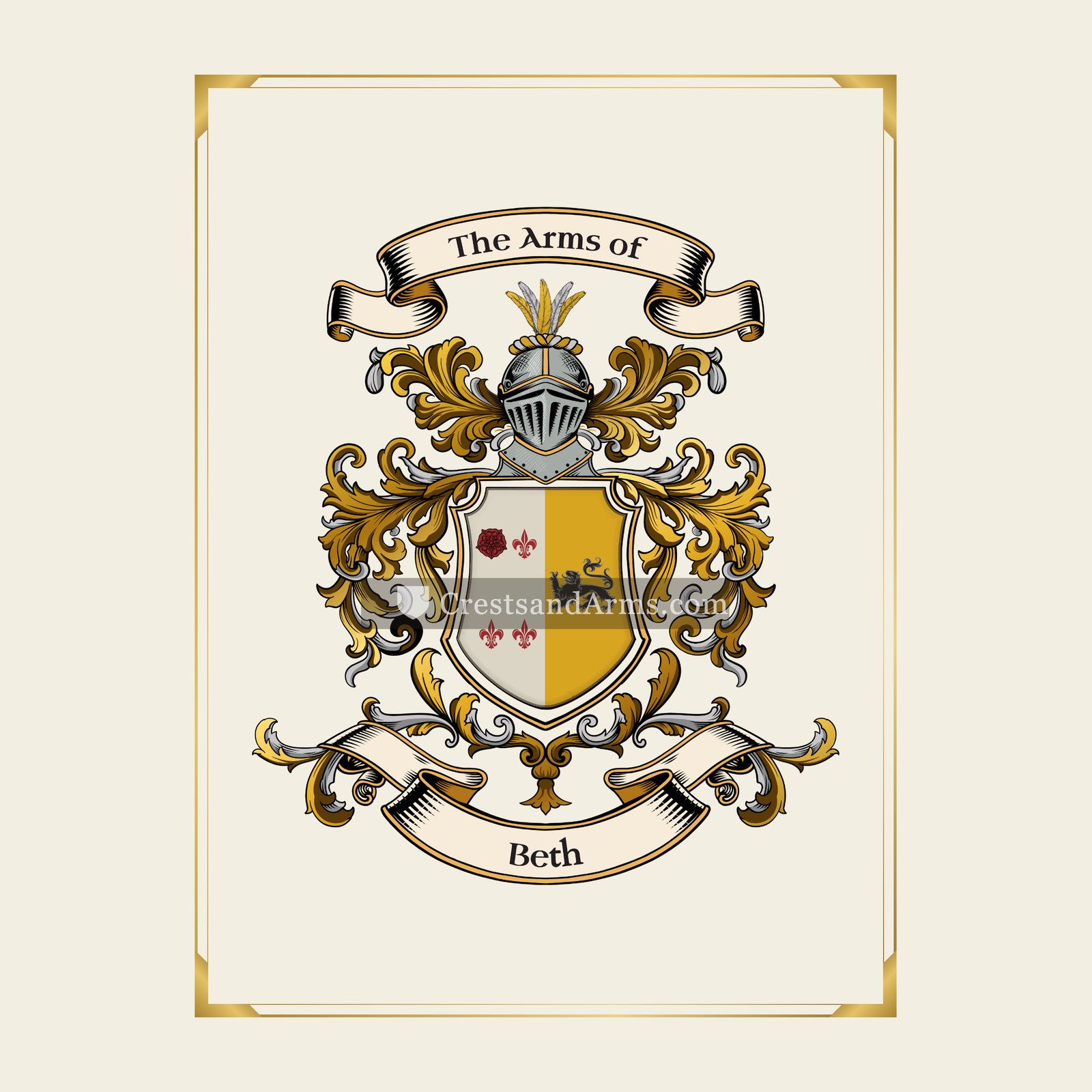 With gold border