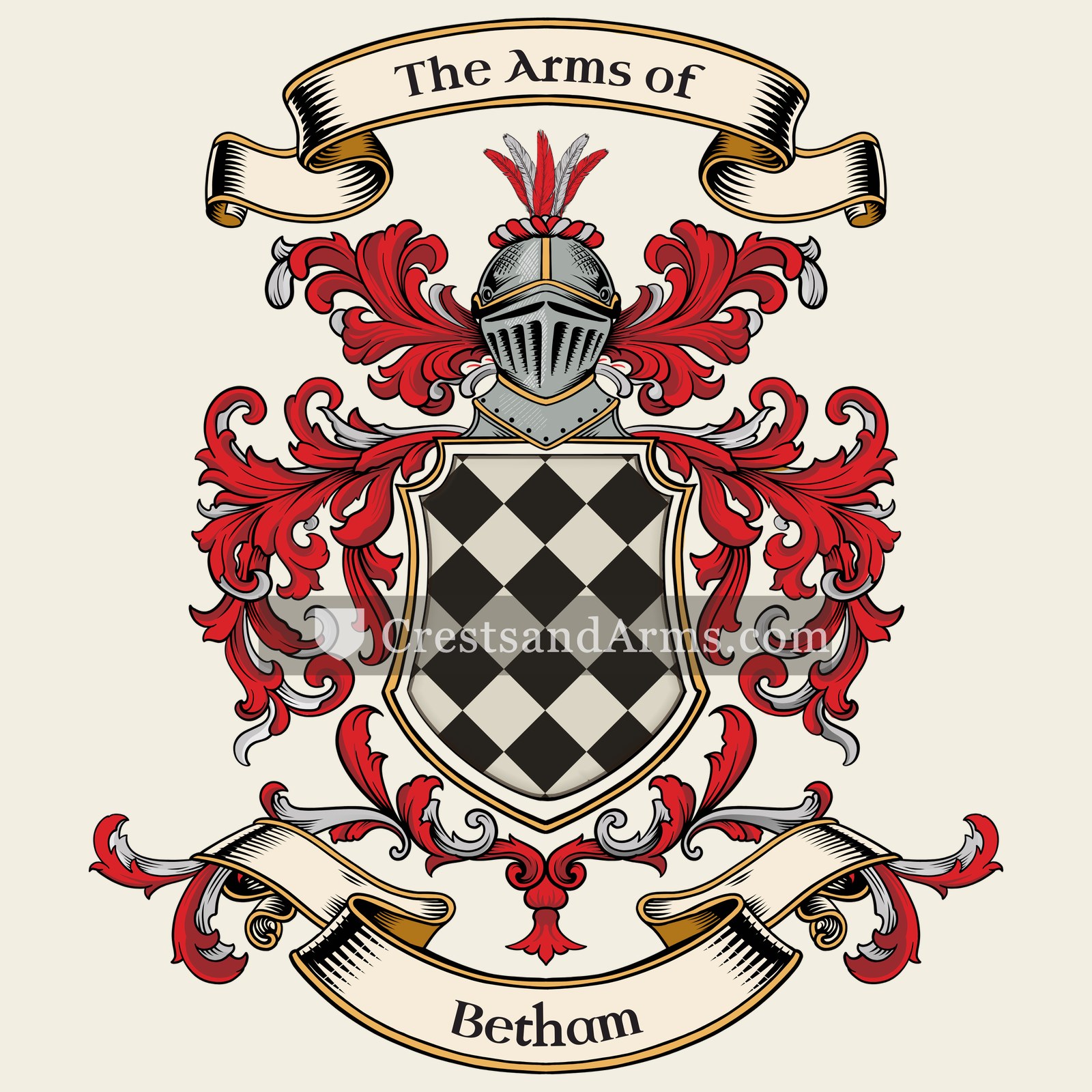 The Betham coat of arms, drawn from the recorded blazon