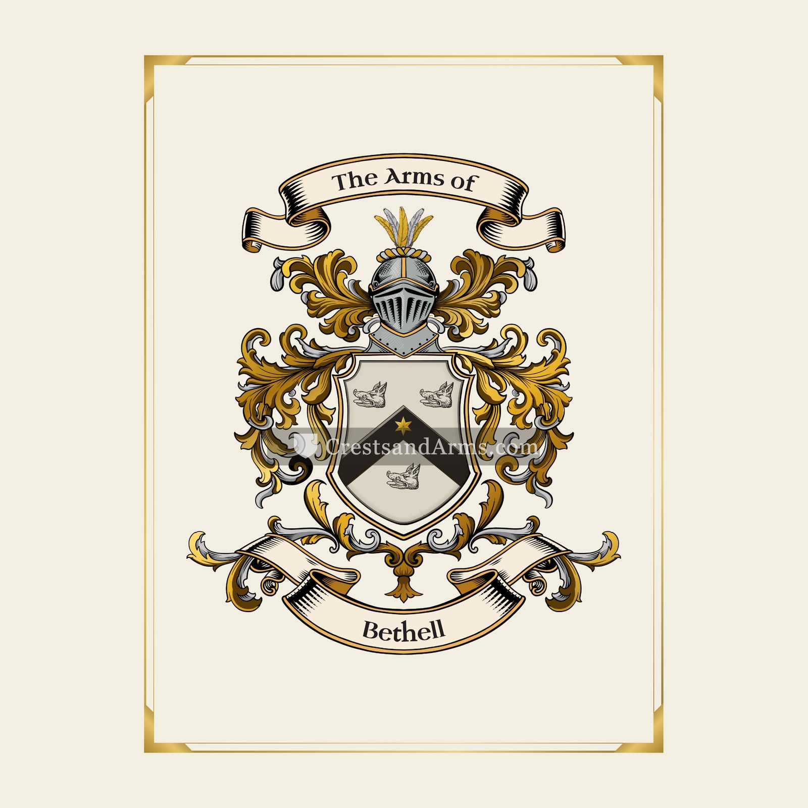 With gold border
