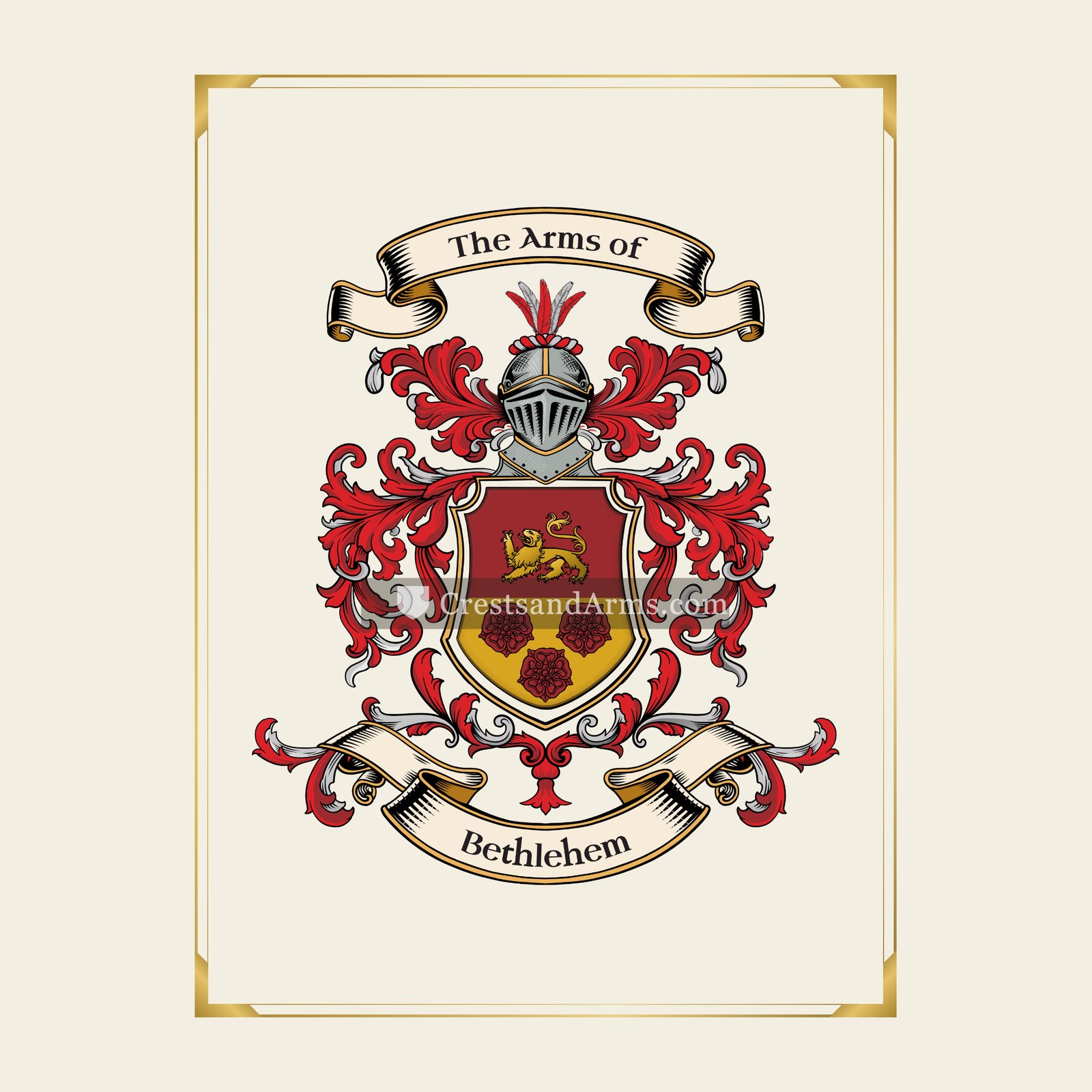 With gold border