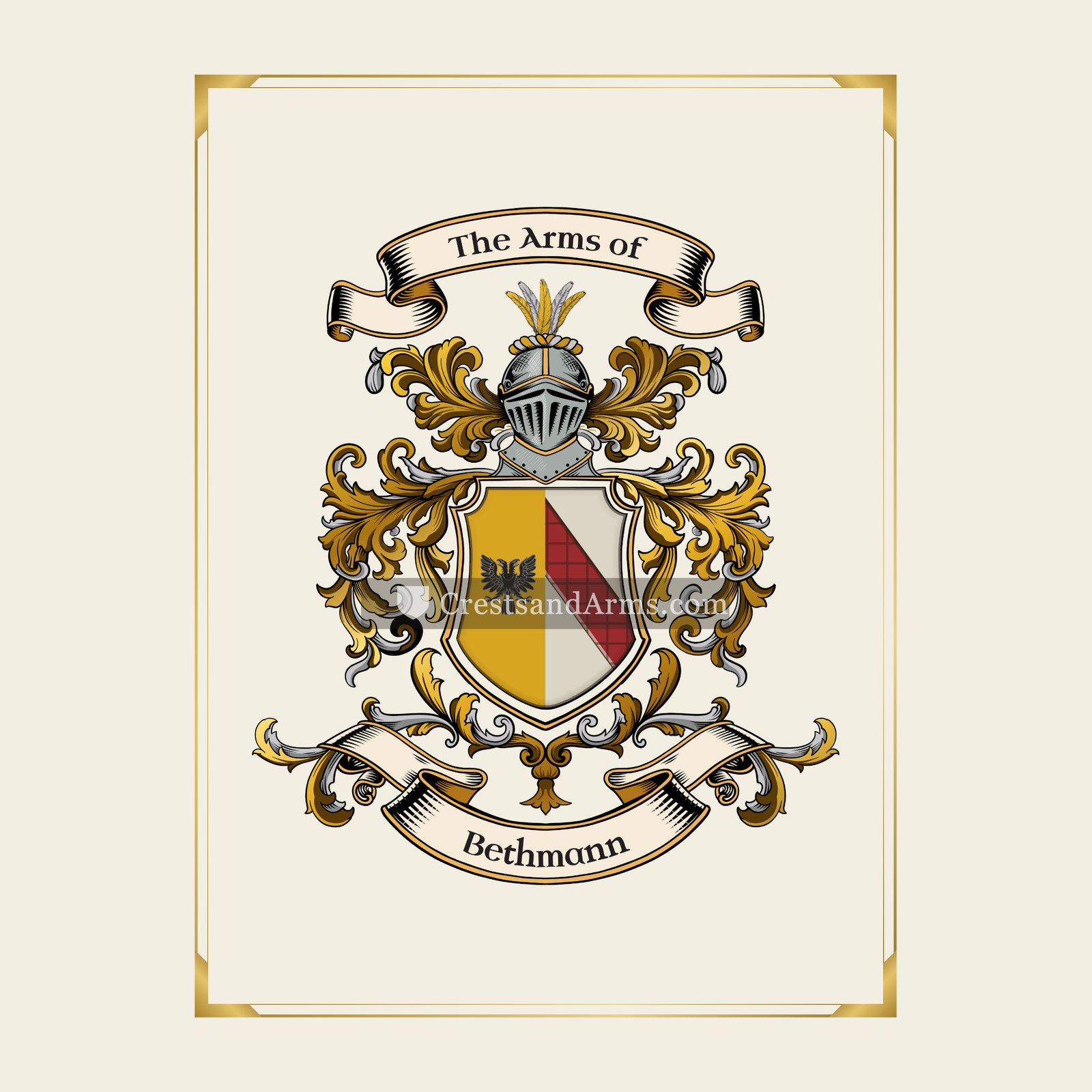 With gold border
