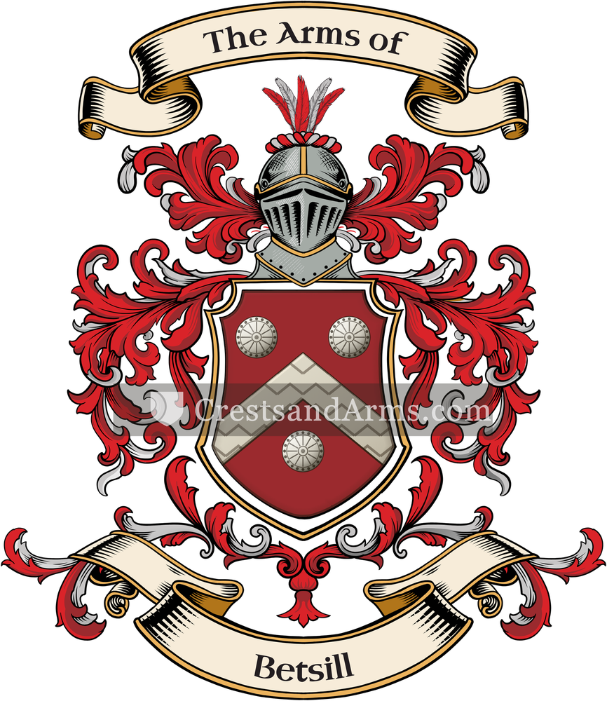 The Betsill coat of arms, drawn from the recorded blazon