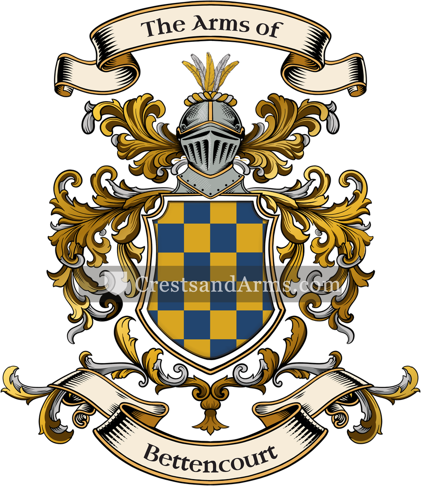 The Bettencourt coat of arms, drawn from the recorded blazon