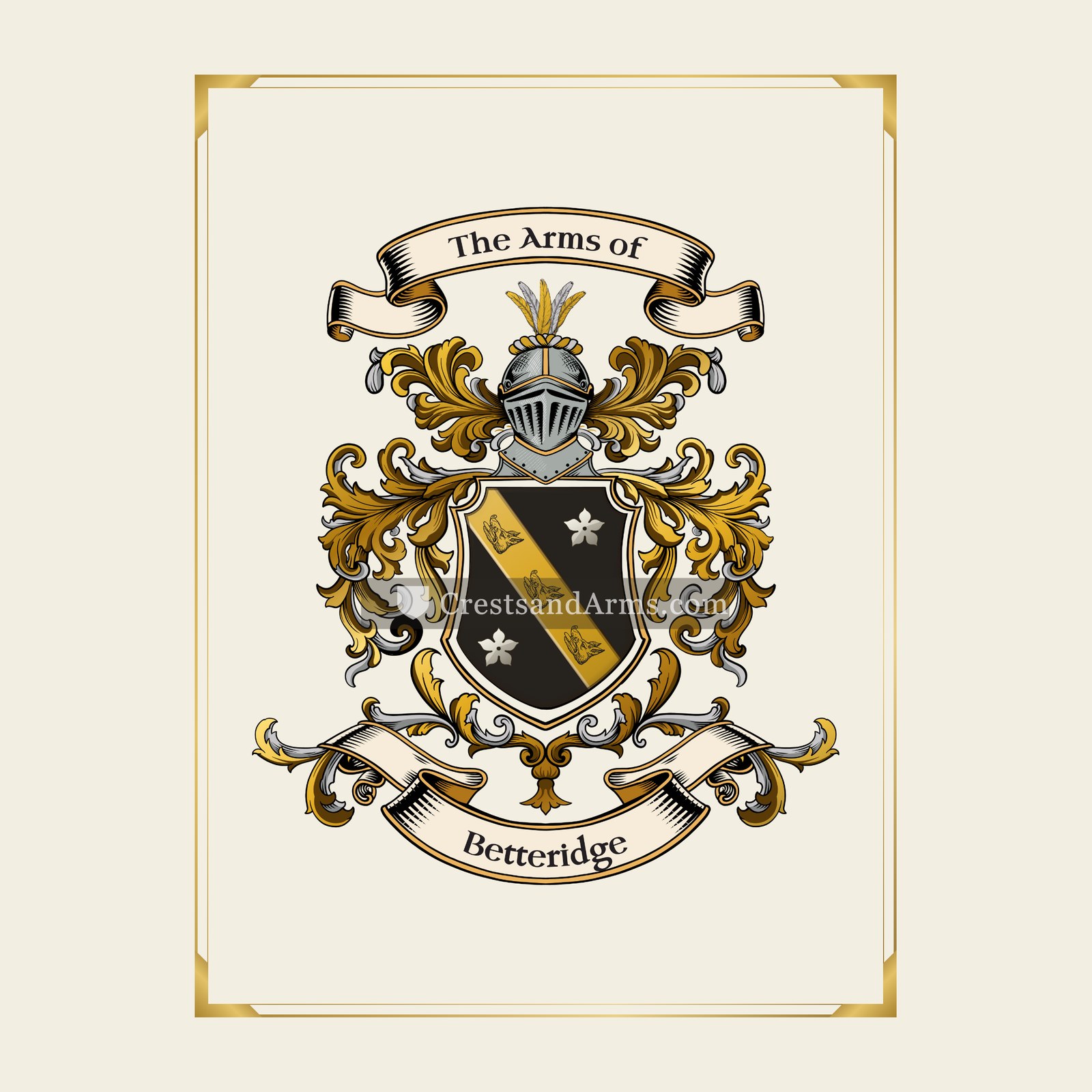 With gold border