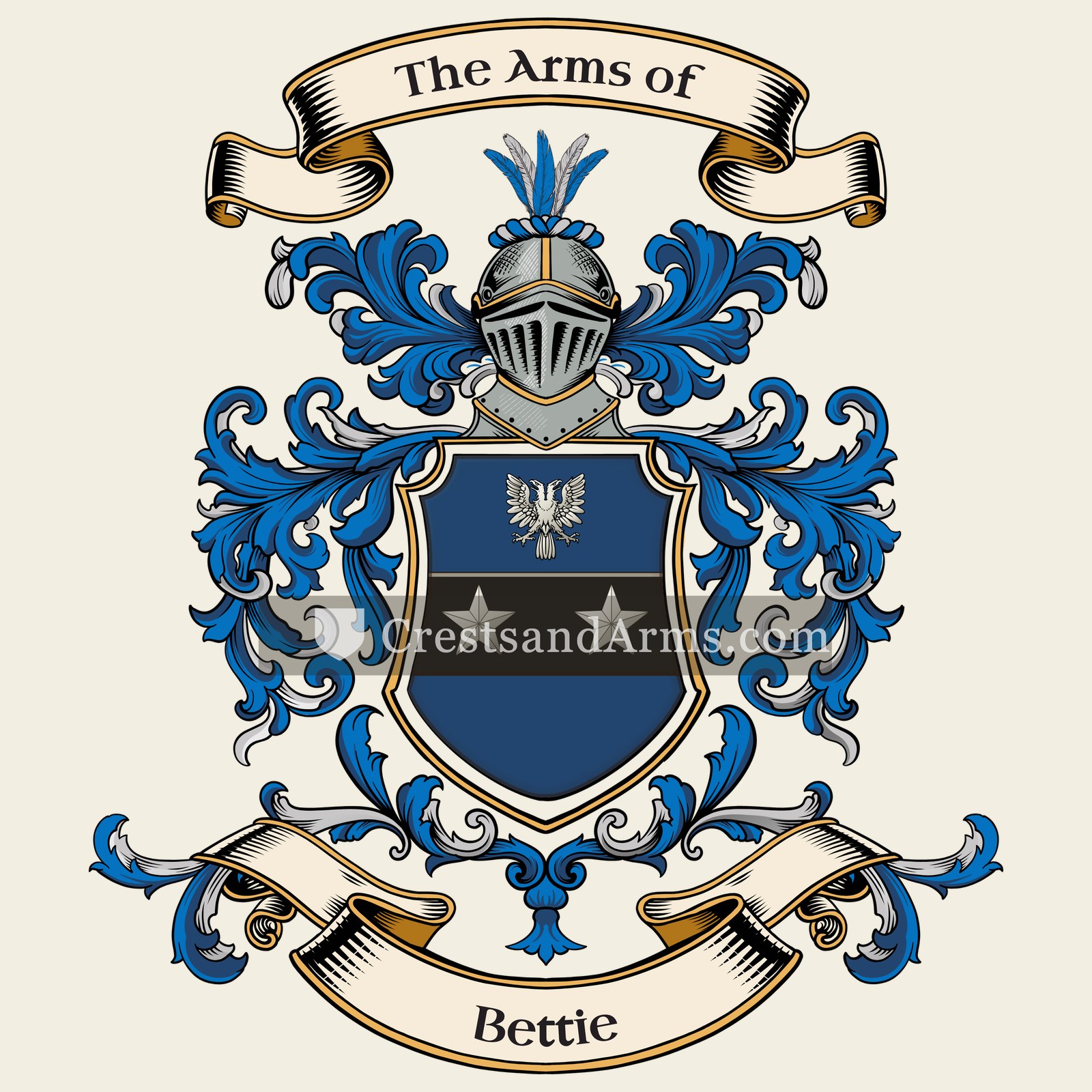The Bettie coat of arms, drawn from the recorded blazon
