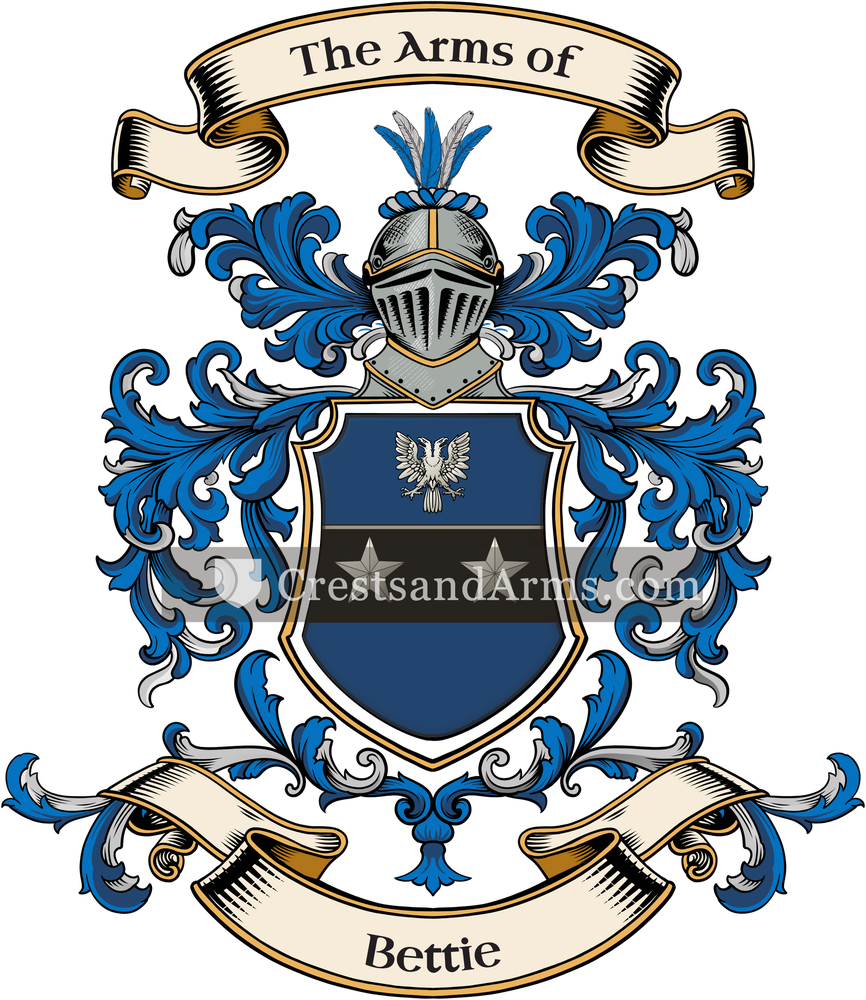 The Bettie coat of arms, drawn from the recorded blazon