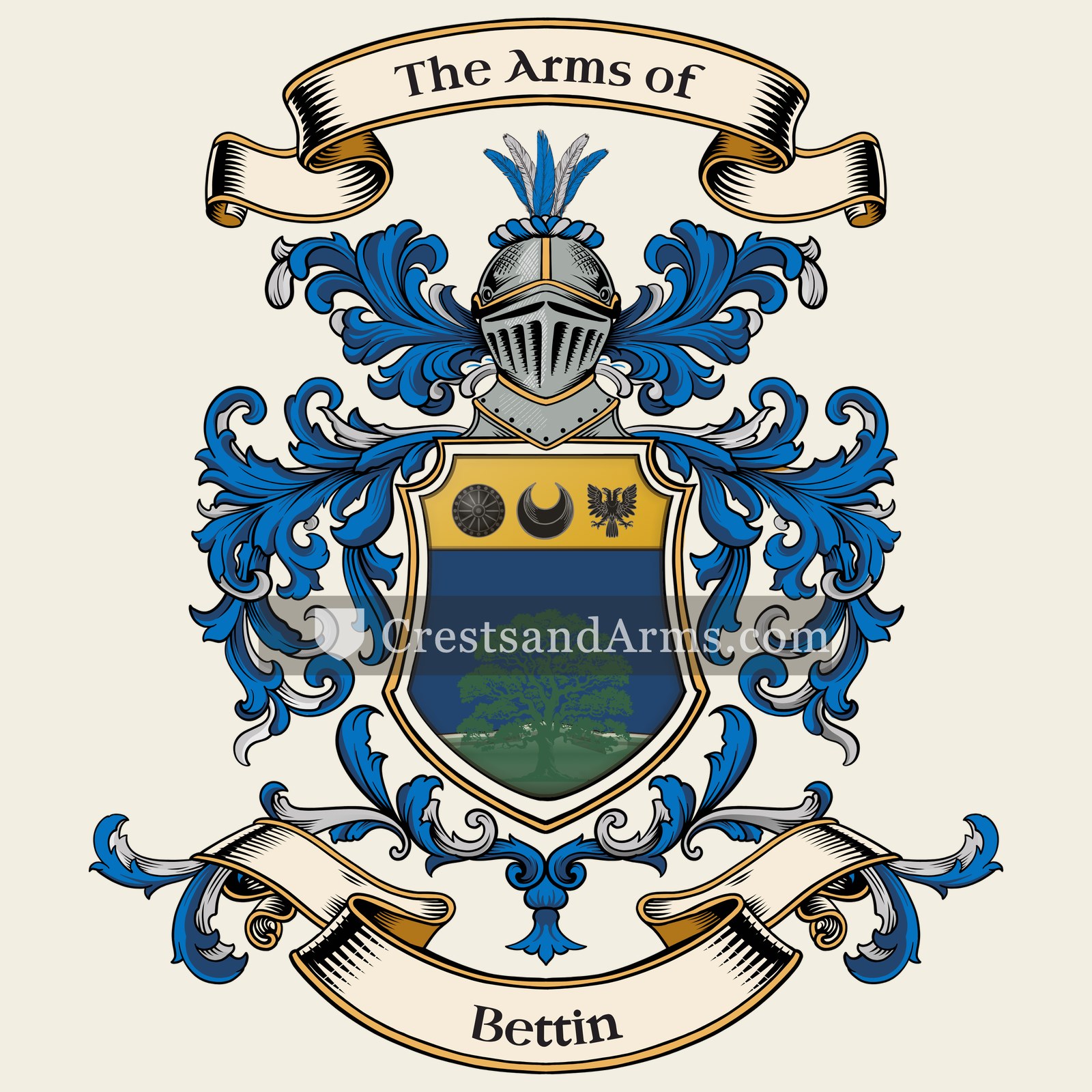 The Bettin coat of arms, drawn from the recorded blazon