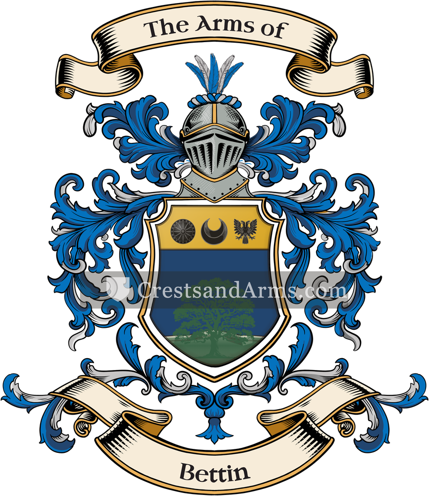The Bettin coat of arms, drawn from the recorded blazon