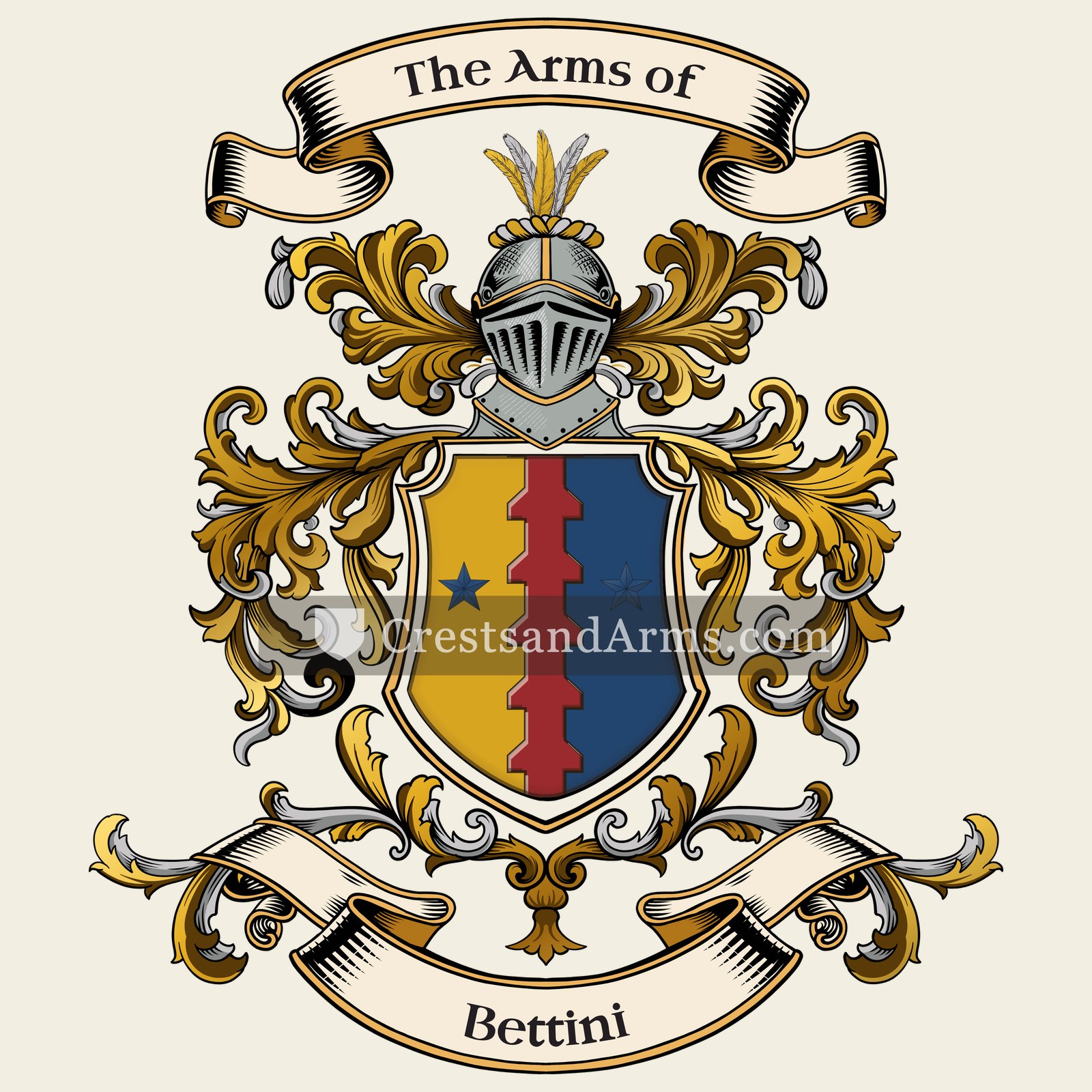 The Bettini coat of arms, drawn from the recorded blazon