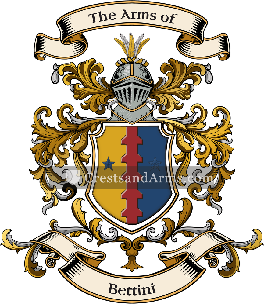 The Bettini coat of arms, drawn from the recorded blazon