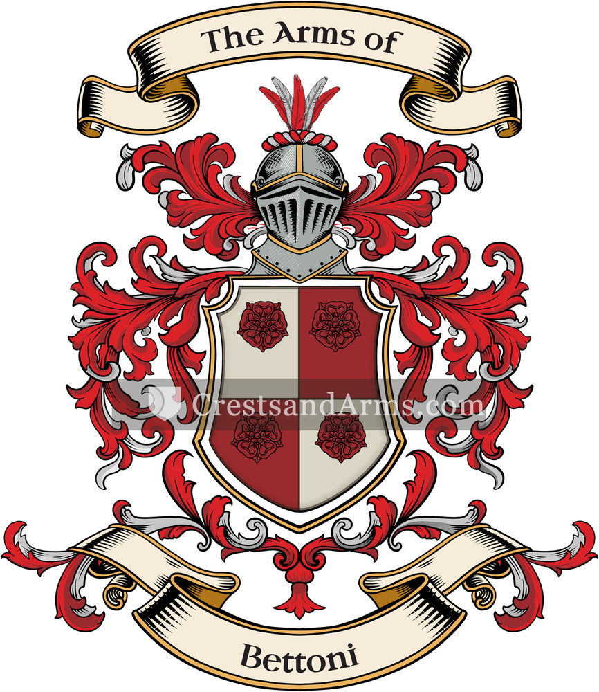 The Bettoni coat of arms, drawn from the recorded blazon