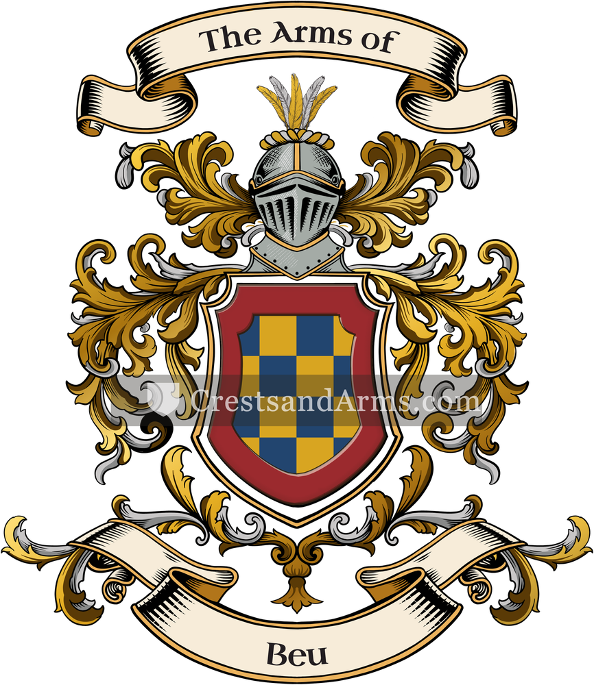 The Beu coat of arms, drawn from the recorded blazon