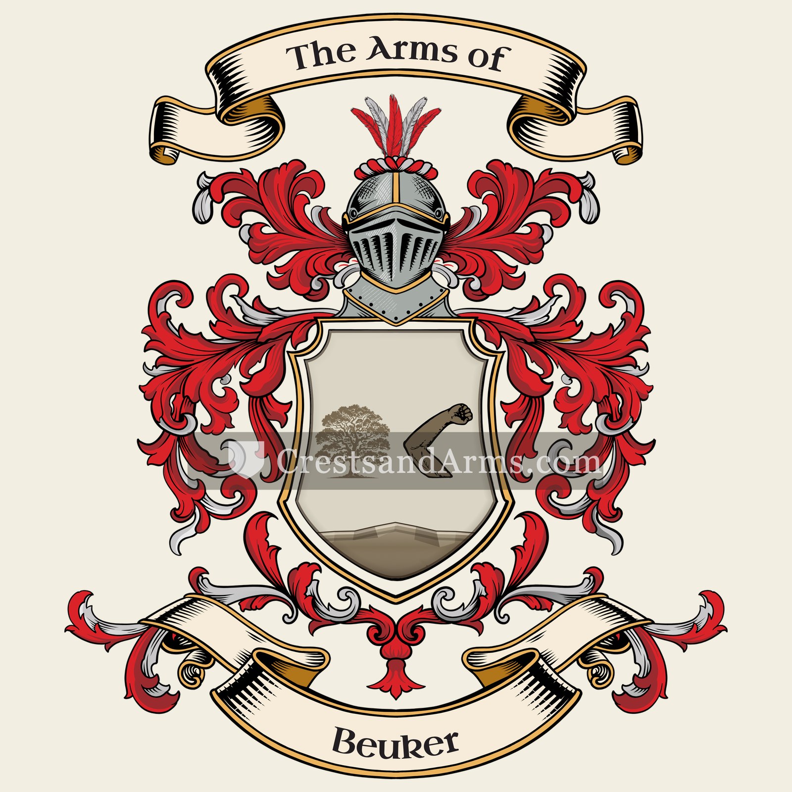 The Beuker coat of arms, drawn from the recorded blazon