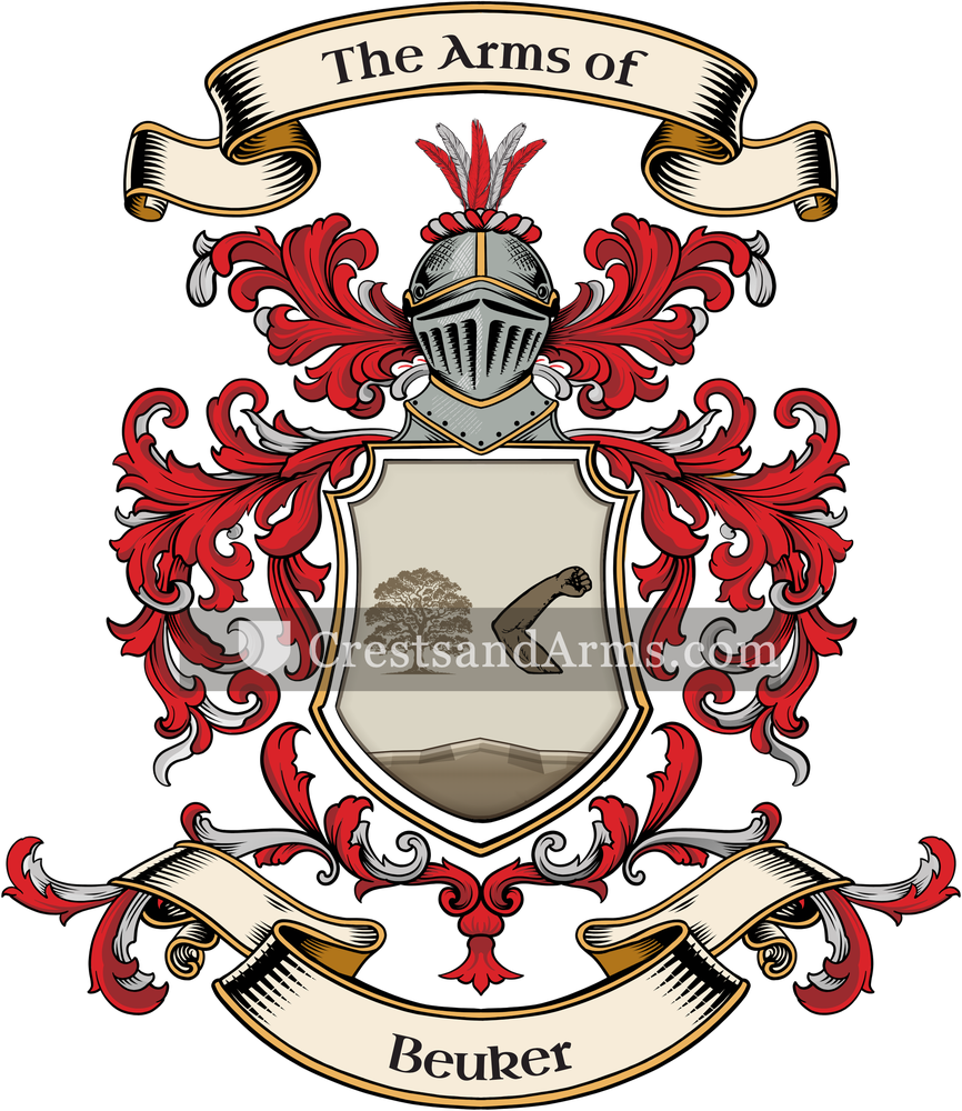 The Beuker coat of arms, drawn from the recorded blazon