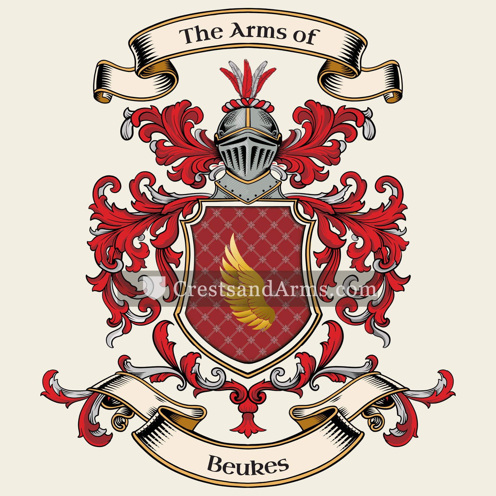 The Beukes coat of arms, drawn from the recorded blazon