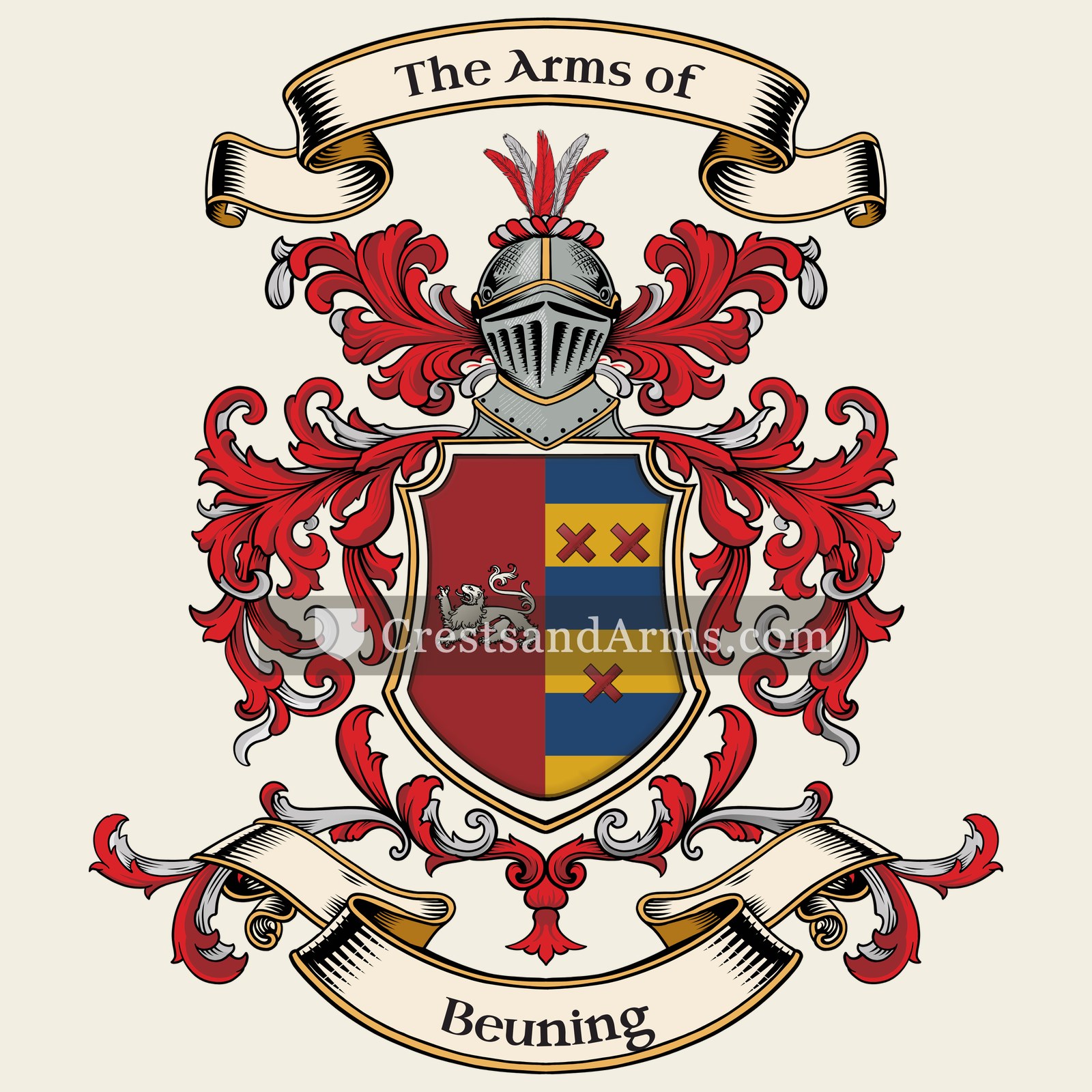 The Beuning coat of arms, drawn from the recorded blazon